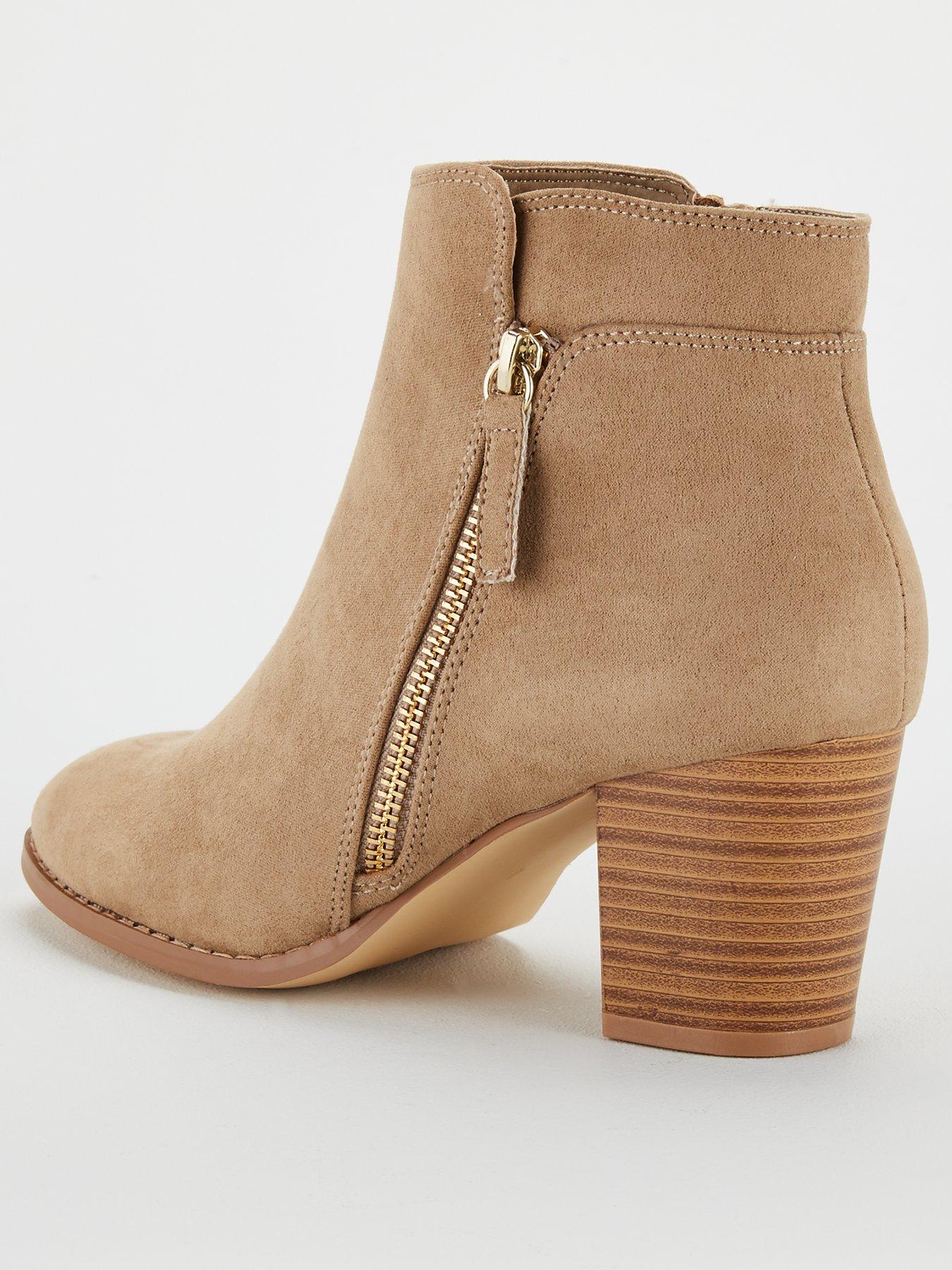wide fit low heel ankle boots