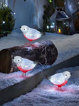 Product photograph of Very Home Set 3 Acrylic Light Robin Outdoor Christmas Decorations from very.co.uk