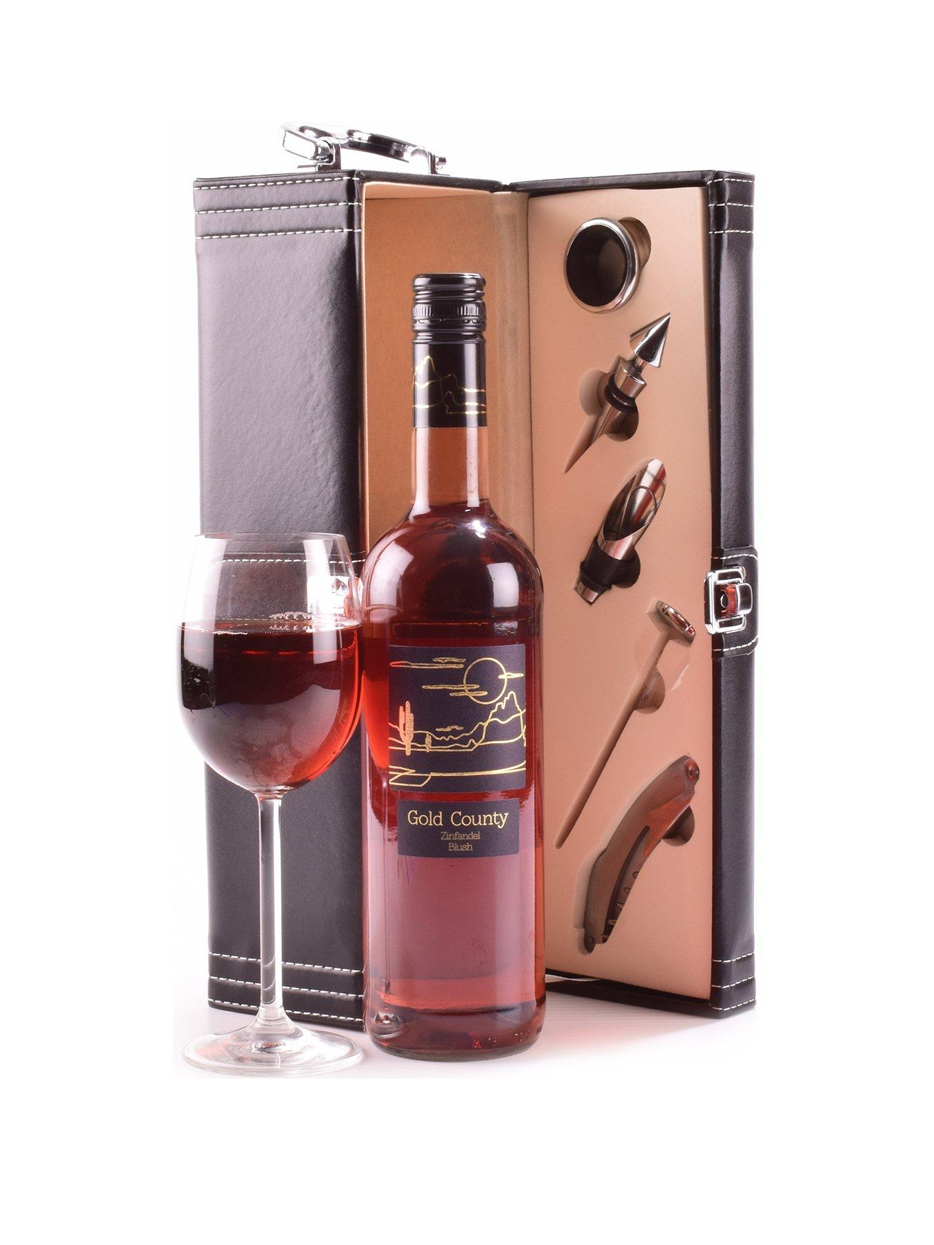 Rose Wine In Black Faux Leather Gift Box With Accessories review