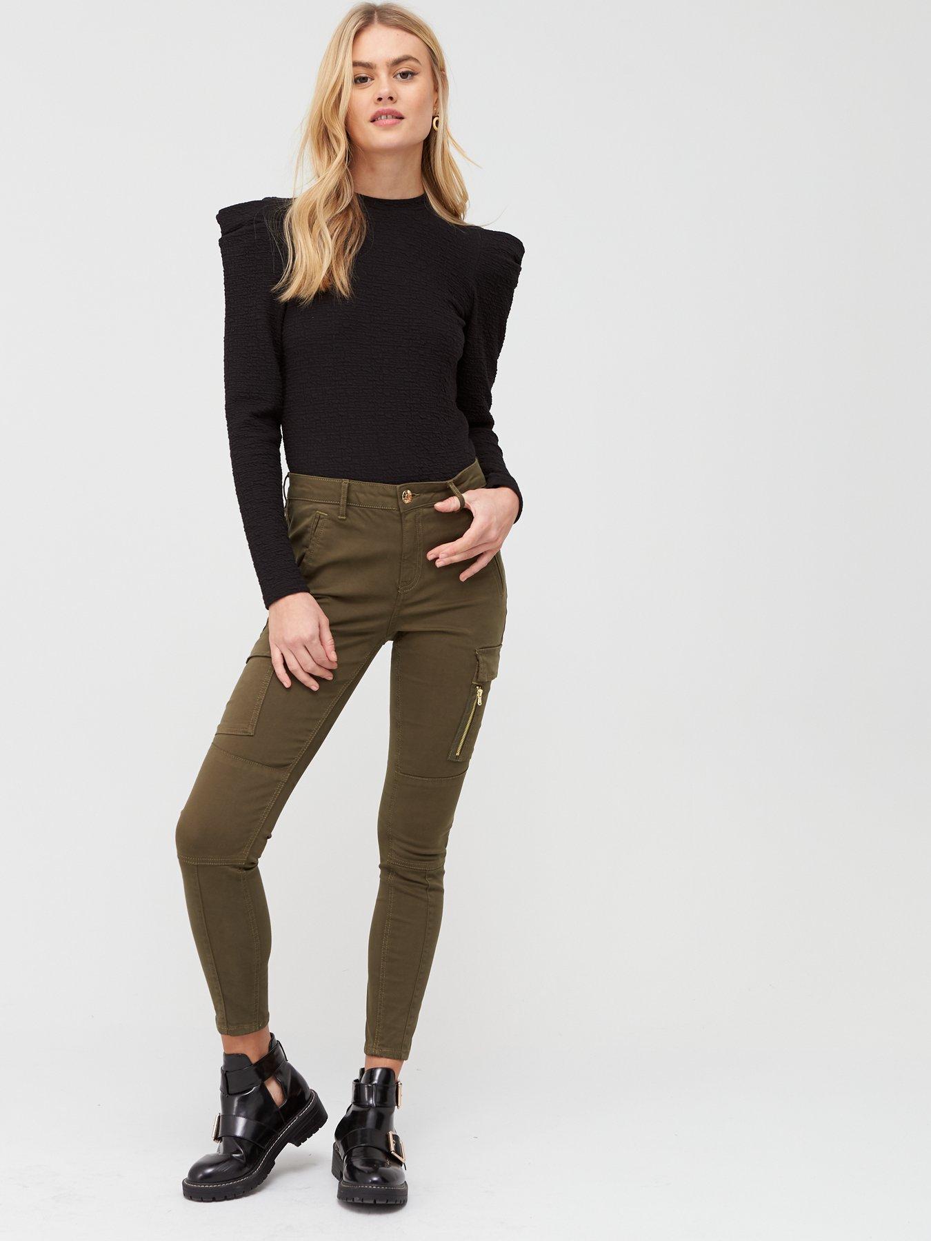 khaki utility skinny jeans