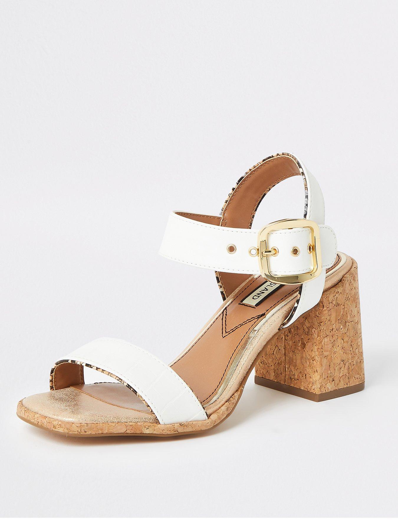 river island white heeled sandals