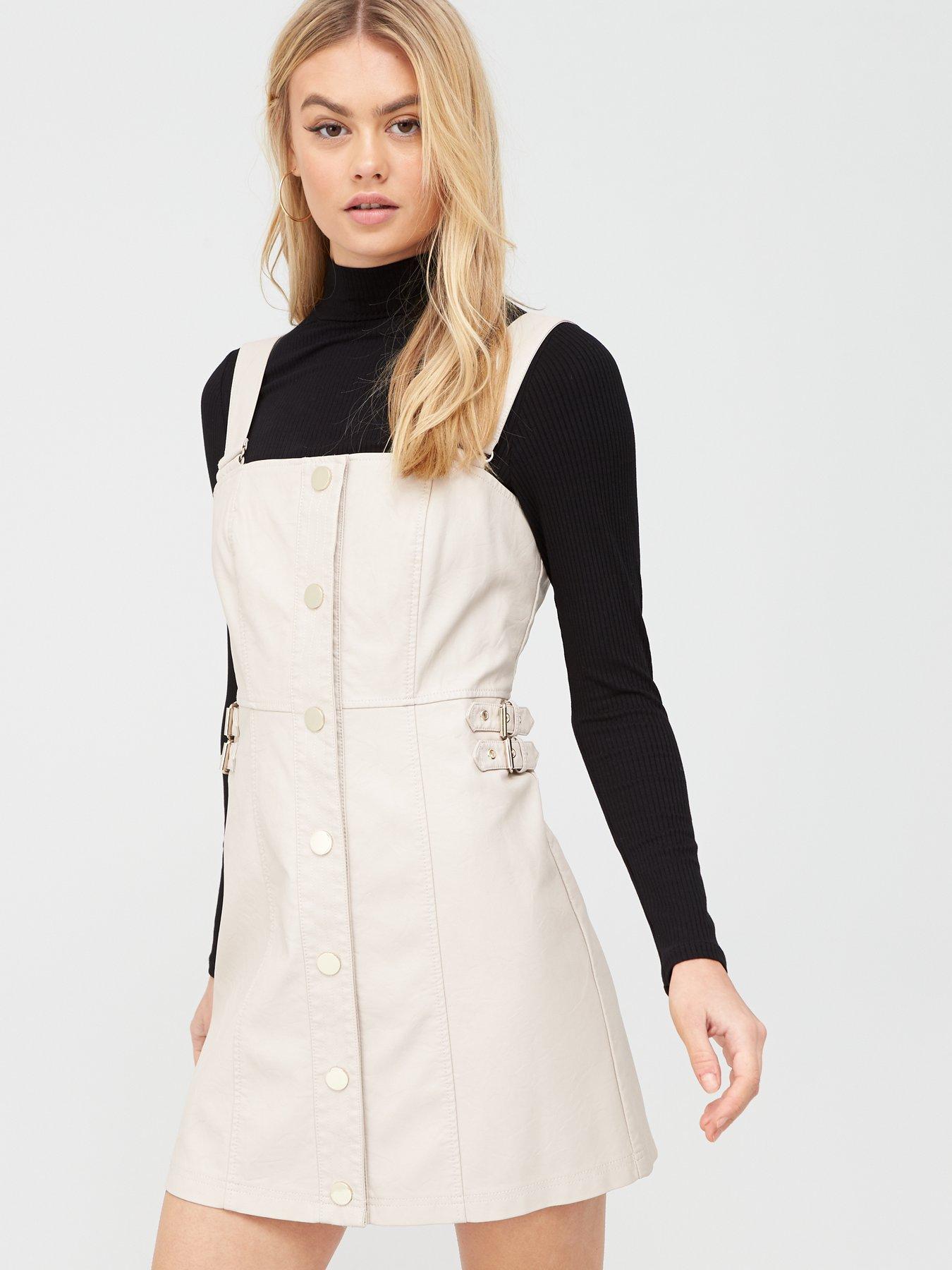 pu pinafore dress