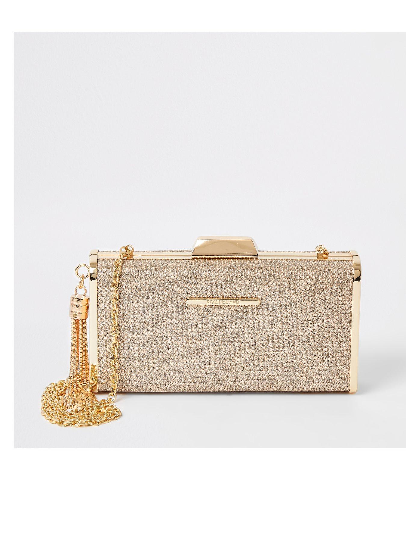 river island rose gold clutch bag