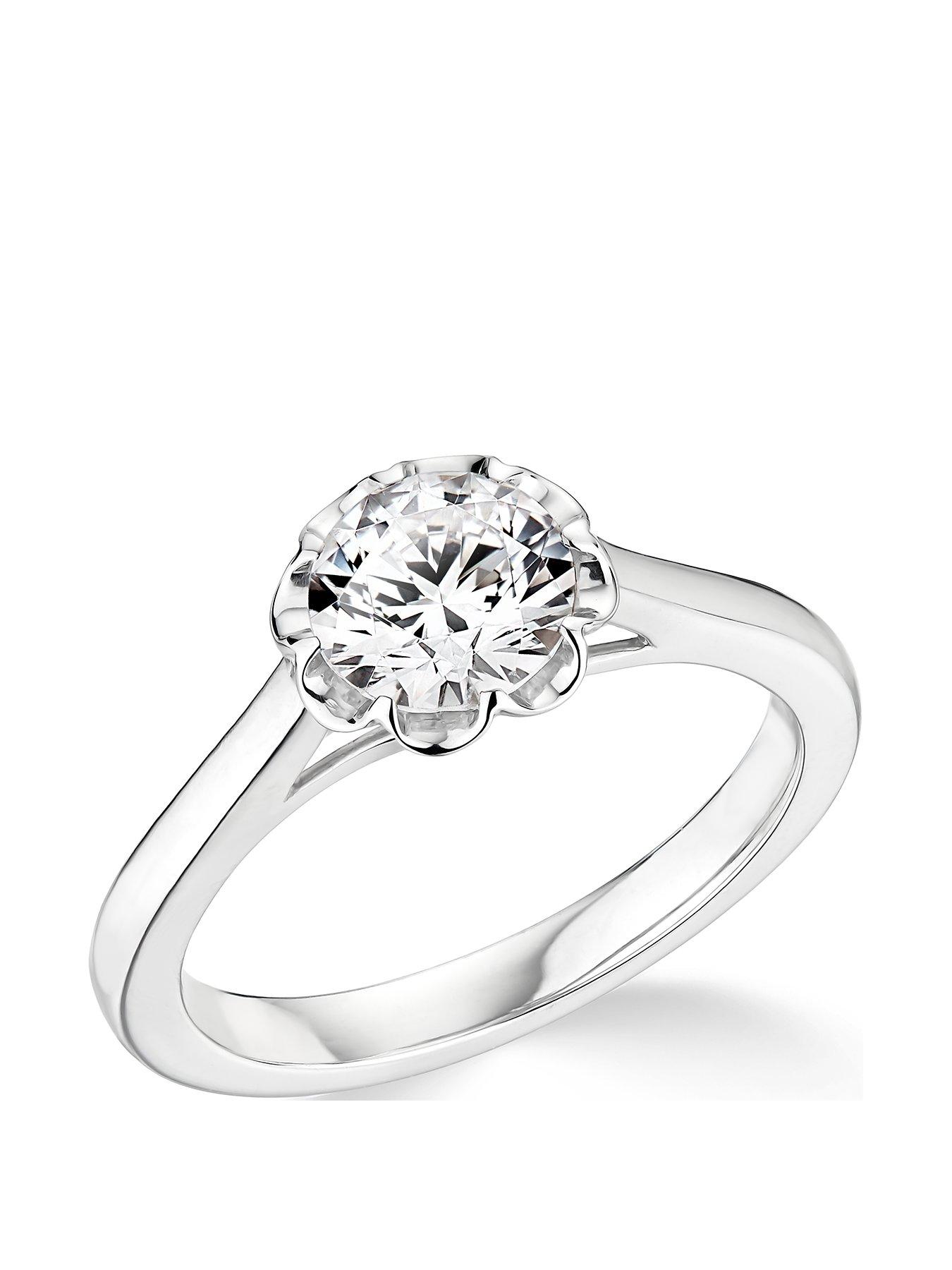 9Ct White Gold 1Ct Diamond 8 Petal Star Design Solitaire Ring review