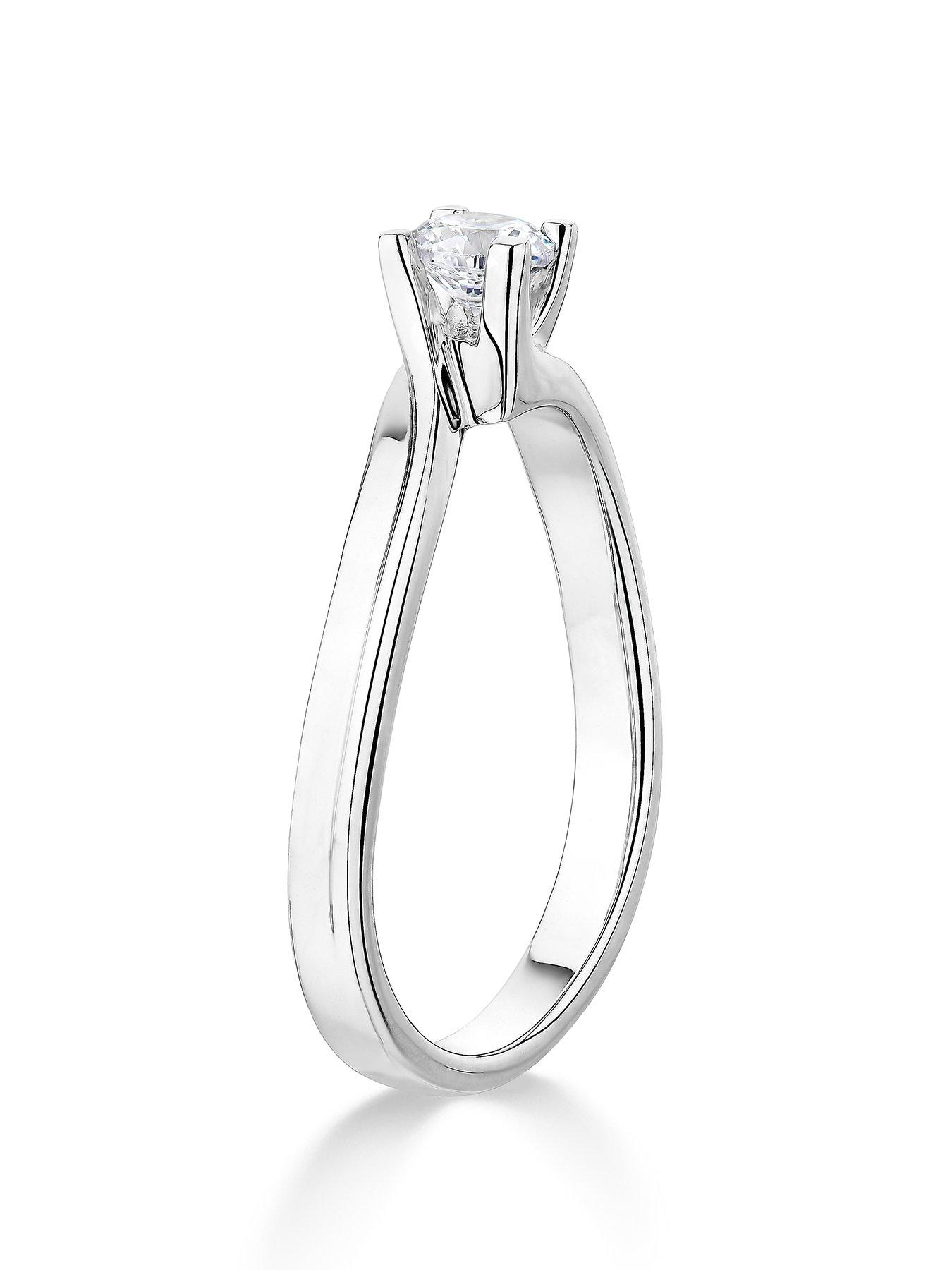 Image 2 of 6 of Love DIAMOND 9ct White Gold 4 Claw Twist Design 0.25ct Diamond Solitaire Ring