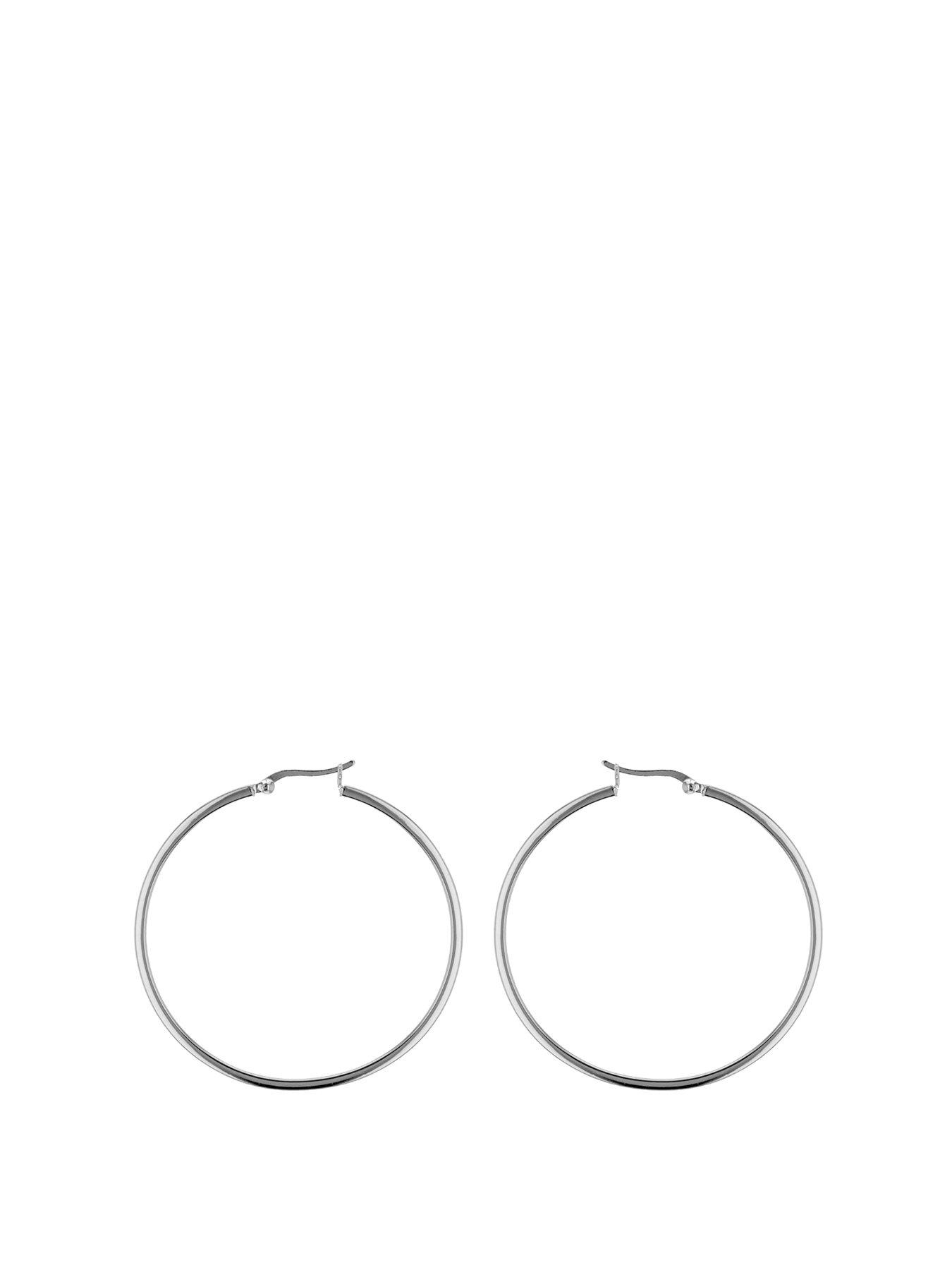  Sterling Silver 50mm Square Tube Hoop Earrings