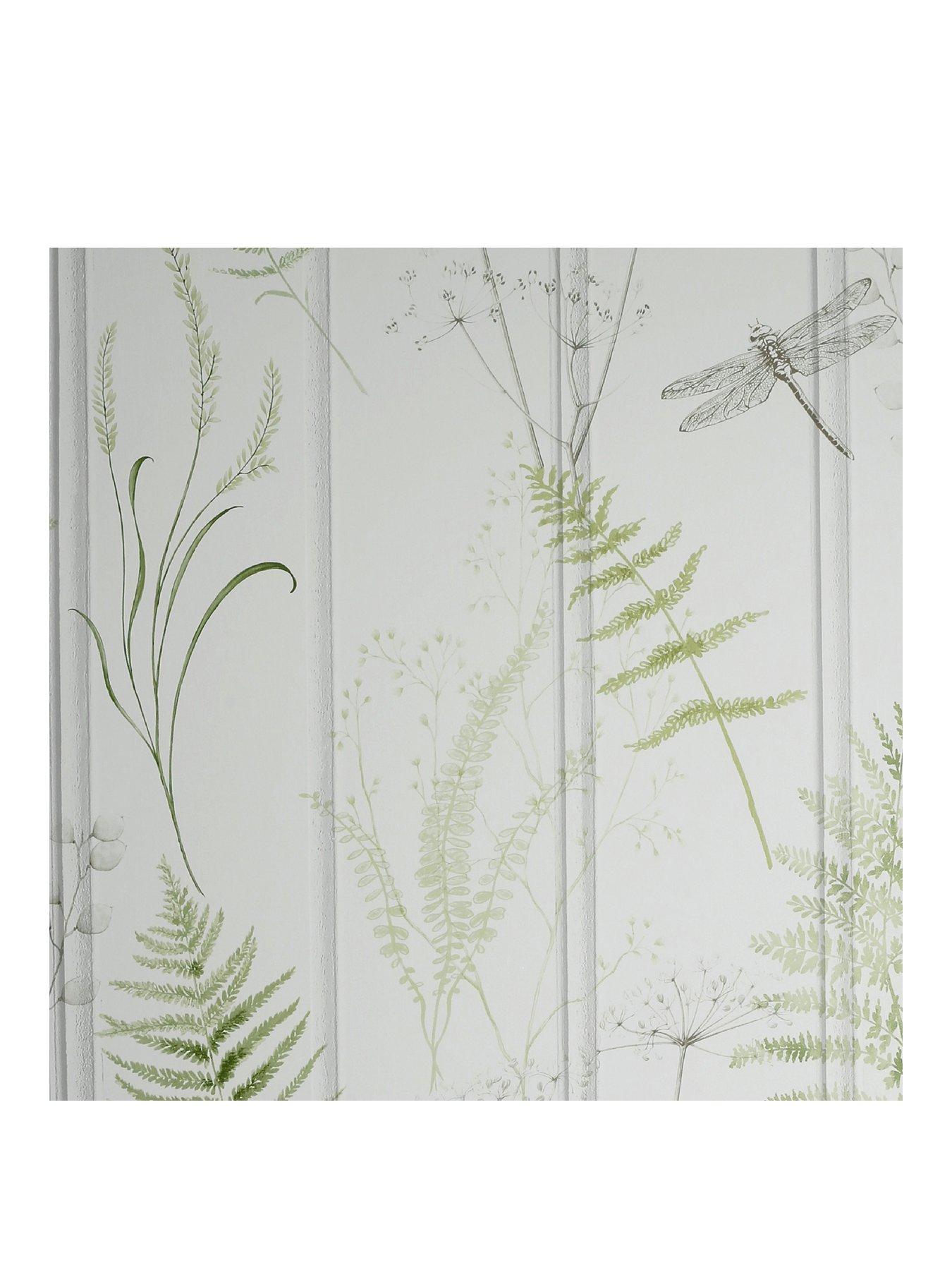 ARTHOUSE Natural Panel Green Wallpaper very.co.uk