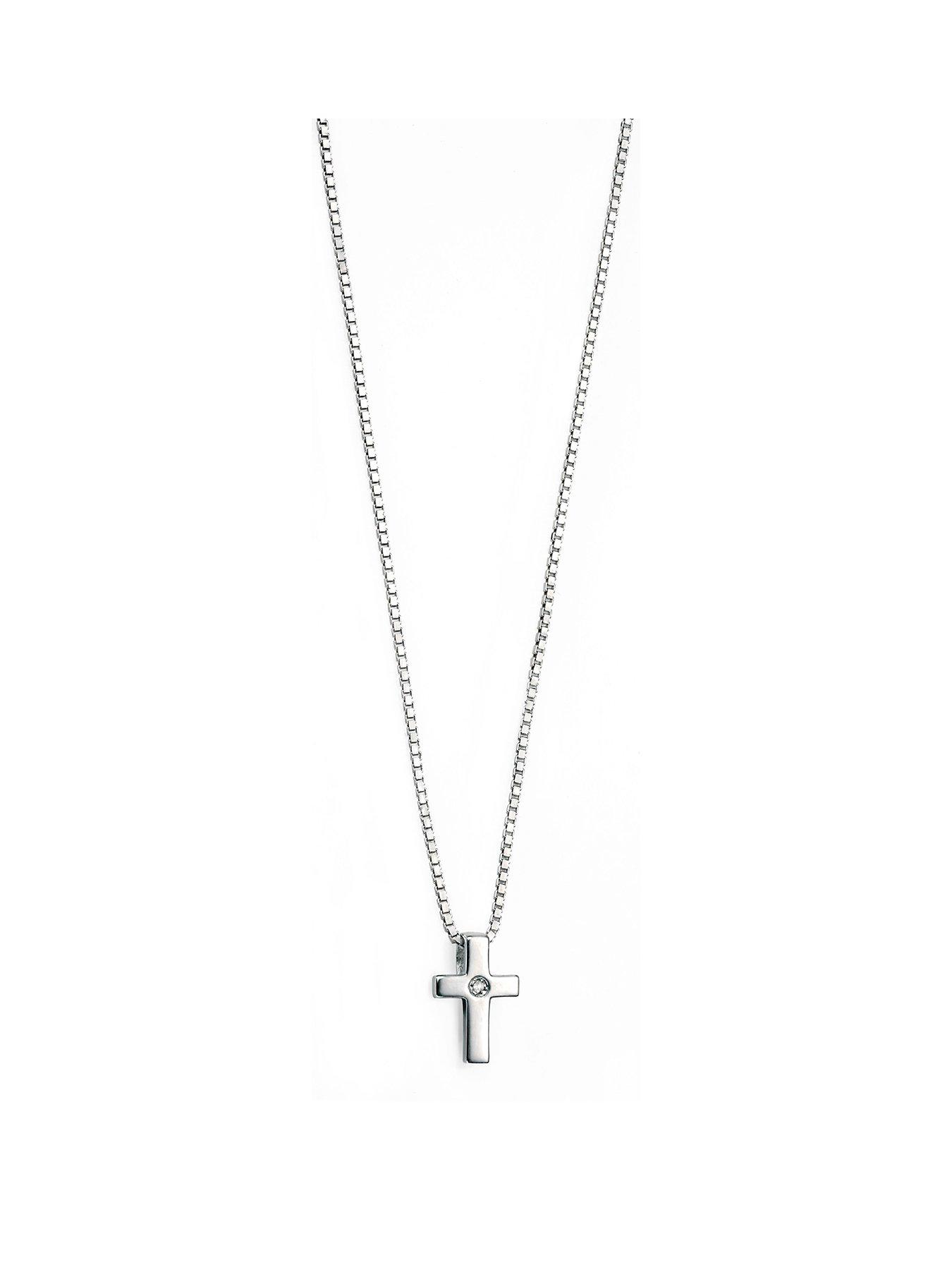 Childrens silver on sale cross necklace