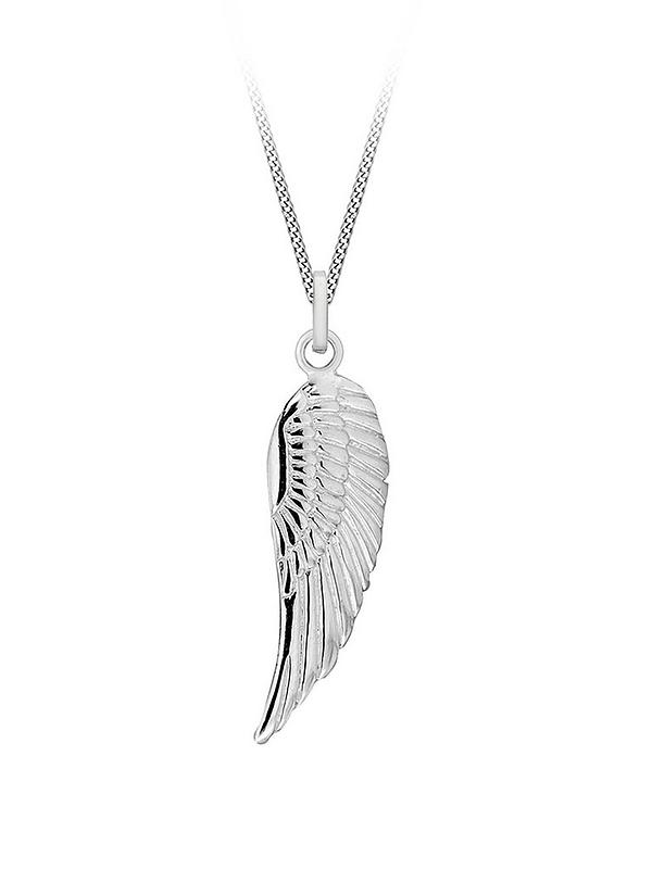 Sterling Silver Simple Angel Wing Pendant Necklace