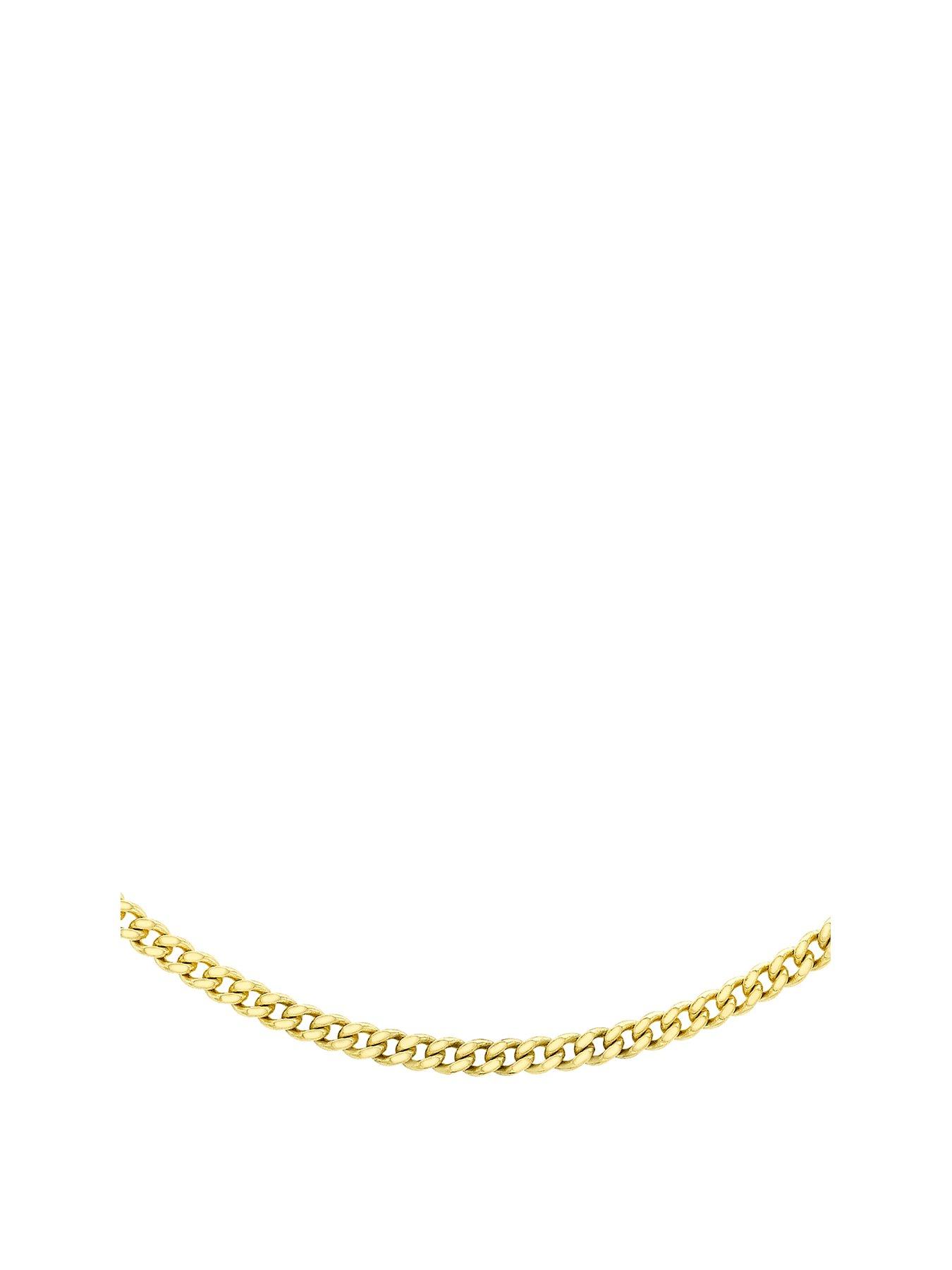 The Love Collection 9ct Gold Diamond Cut Curb Chain Necklace