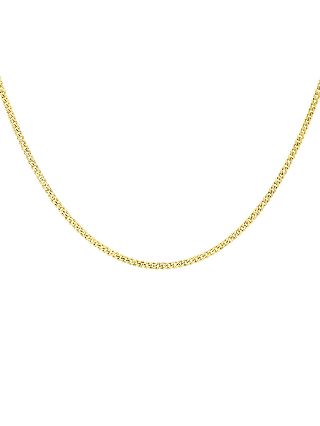 Image 3 of 4 of The Love Collection 9ct Gold Diamond Cut Curb Chain Necklace