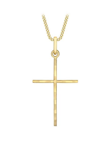 love-gold-9ct-gold-large-slim-cross-pendant-necklace