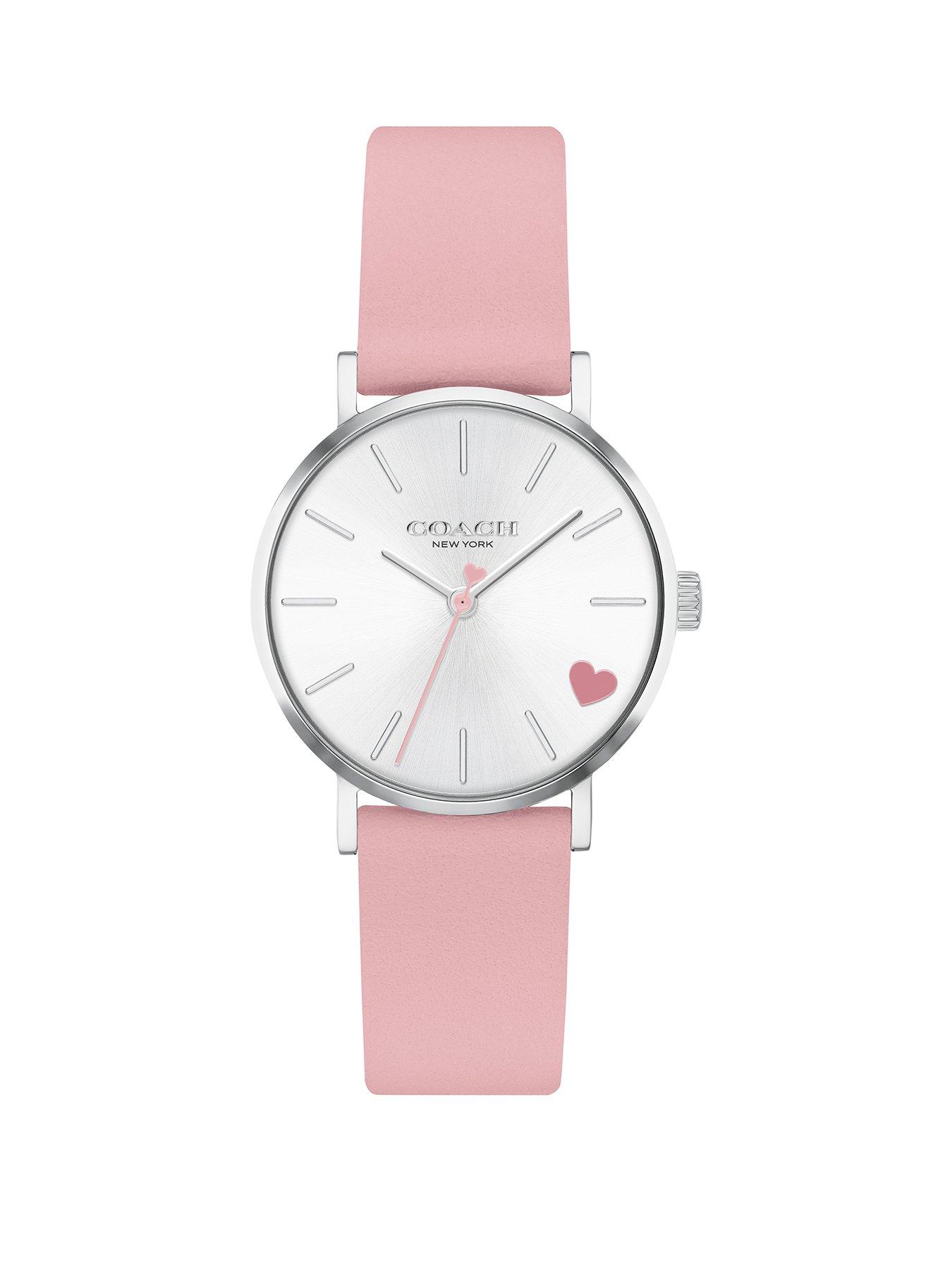 Coach Coach Perry Pink Leather Strap 28Mm White Sunray Dial Heart Detail Ladies Watch review