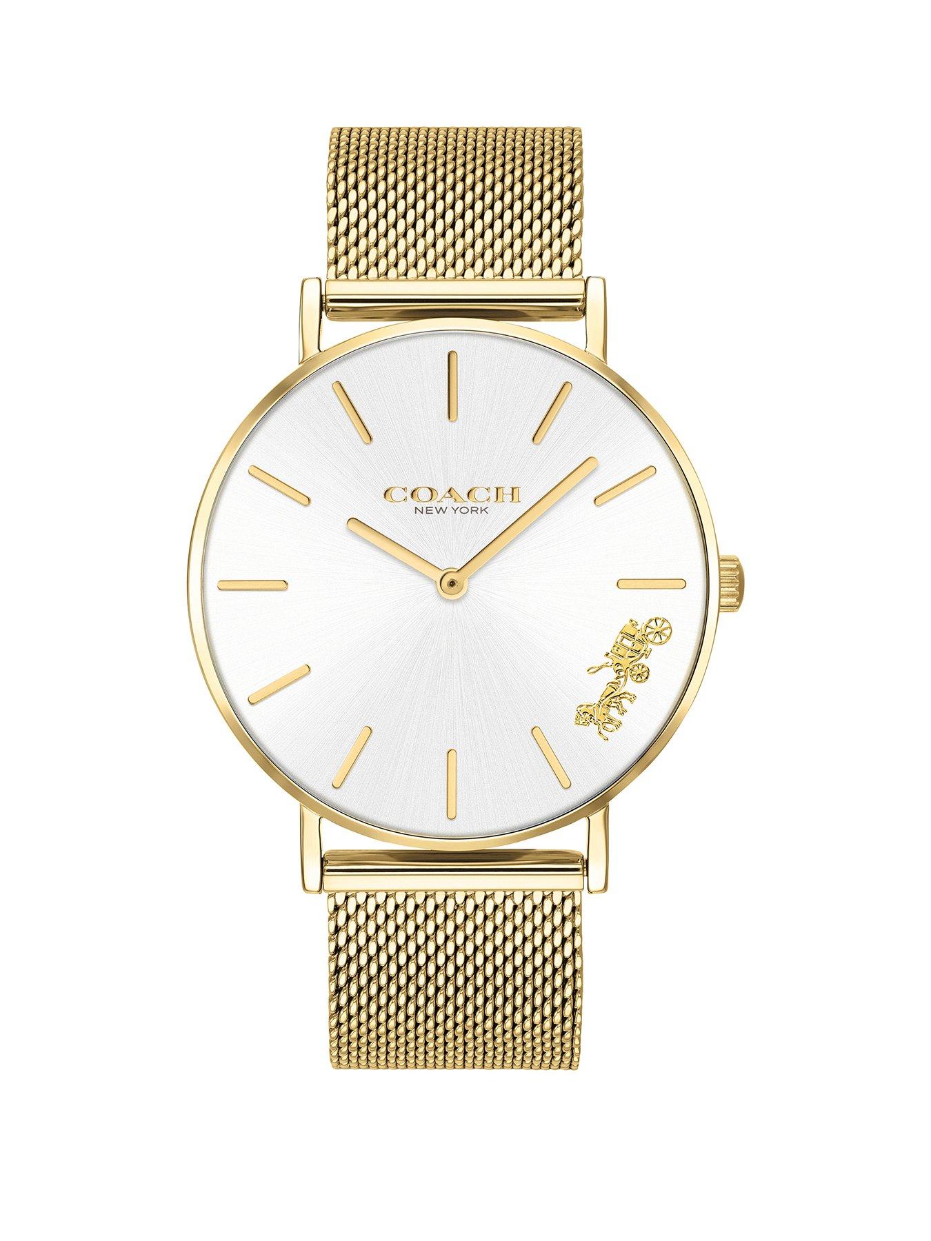  Perry Gold Stainless Steel Mesh Strap Ladies Watch