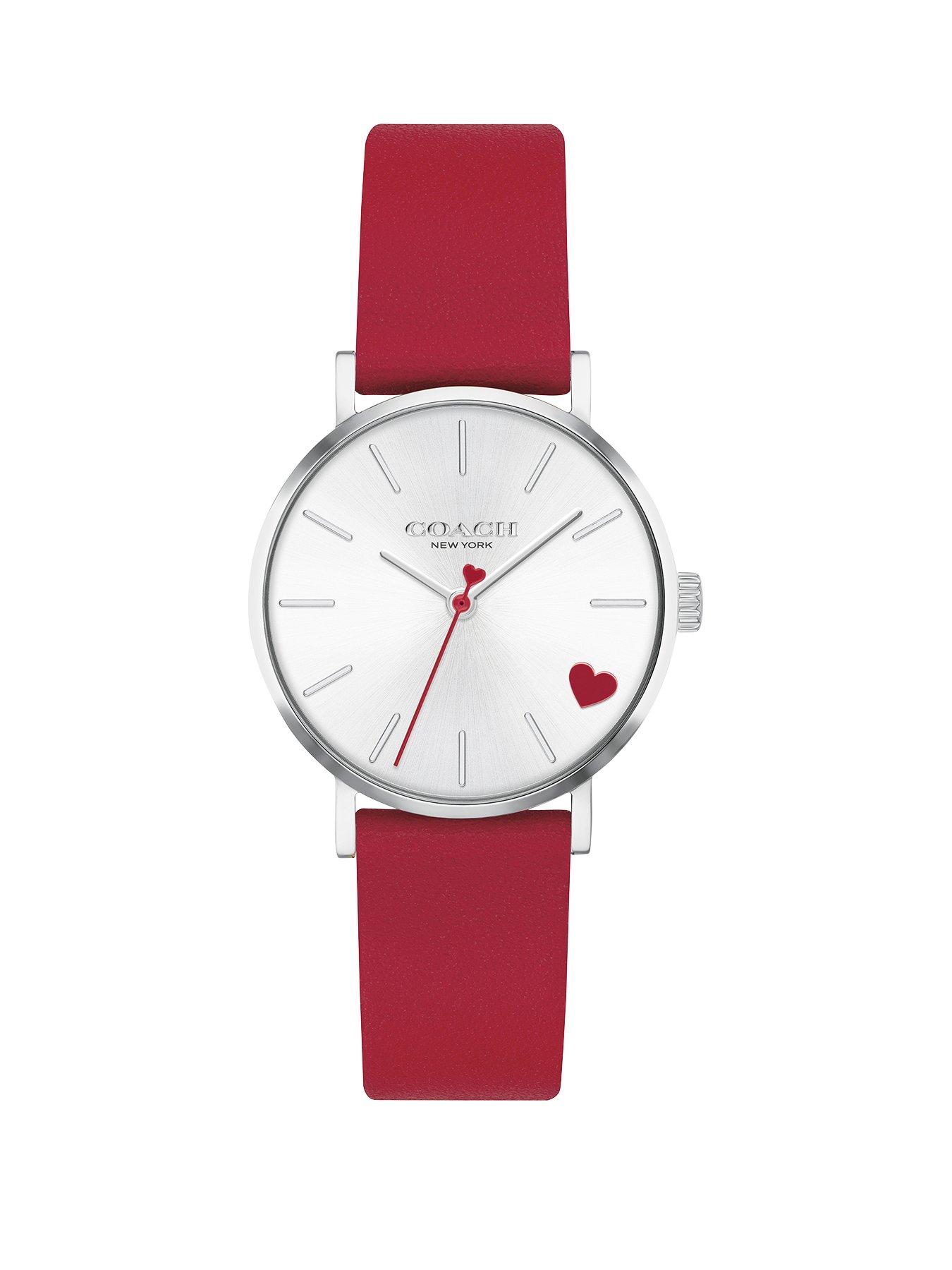 Coach Coach Perry Red Leather Strap 28Mm White Sunray Dial Heart Detail Ladies Watch review