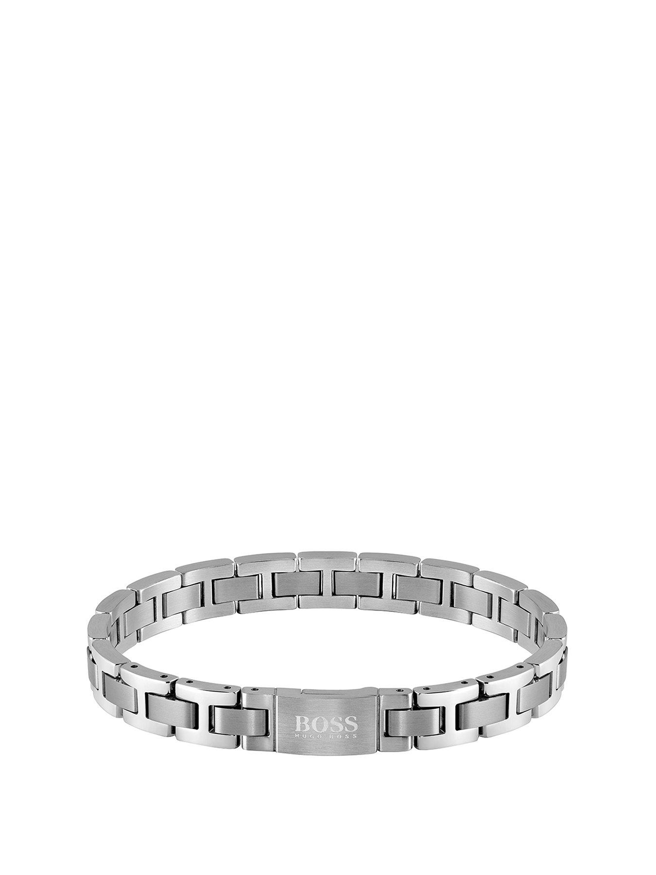 Product photograph of Boss Metal Link Essentials Stainless Steel Bracelet from very.co.uk