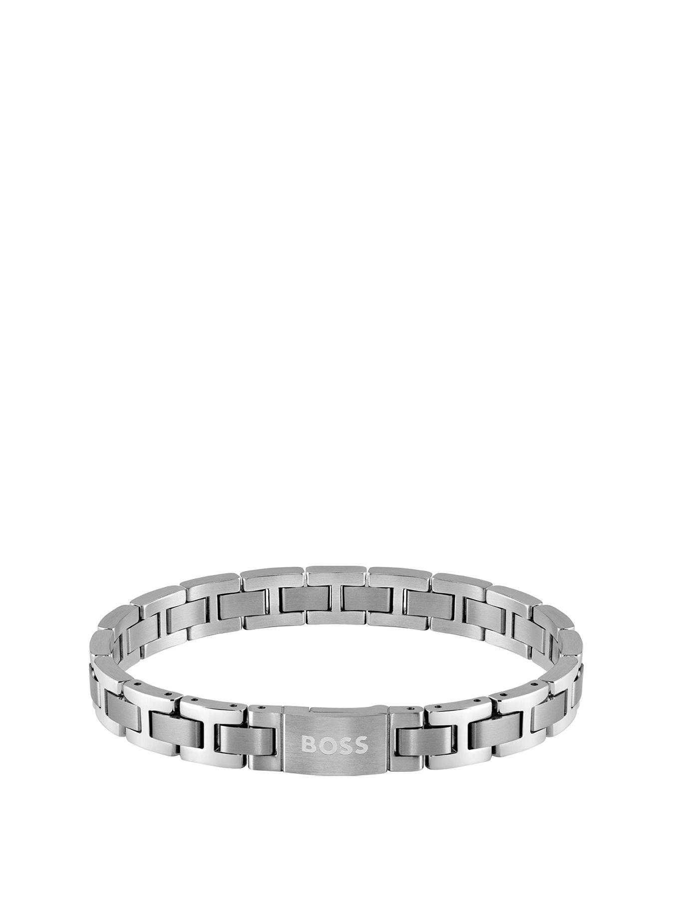 Product photograph of Boss Metal Link Essentials Stainless Steel Bracelet from very.co.uk