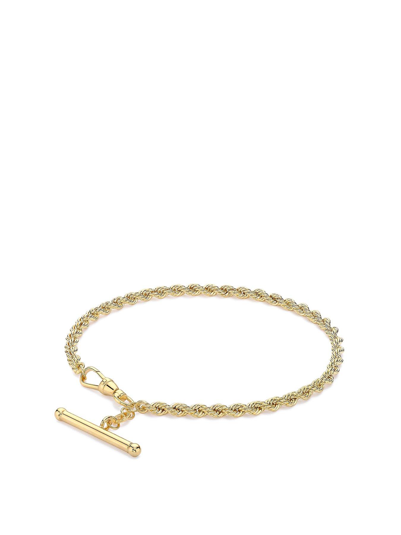 Jewellery & watches 9ct Gold Hollow Rope Albert Bracelet