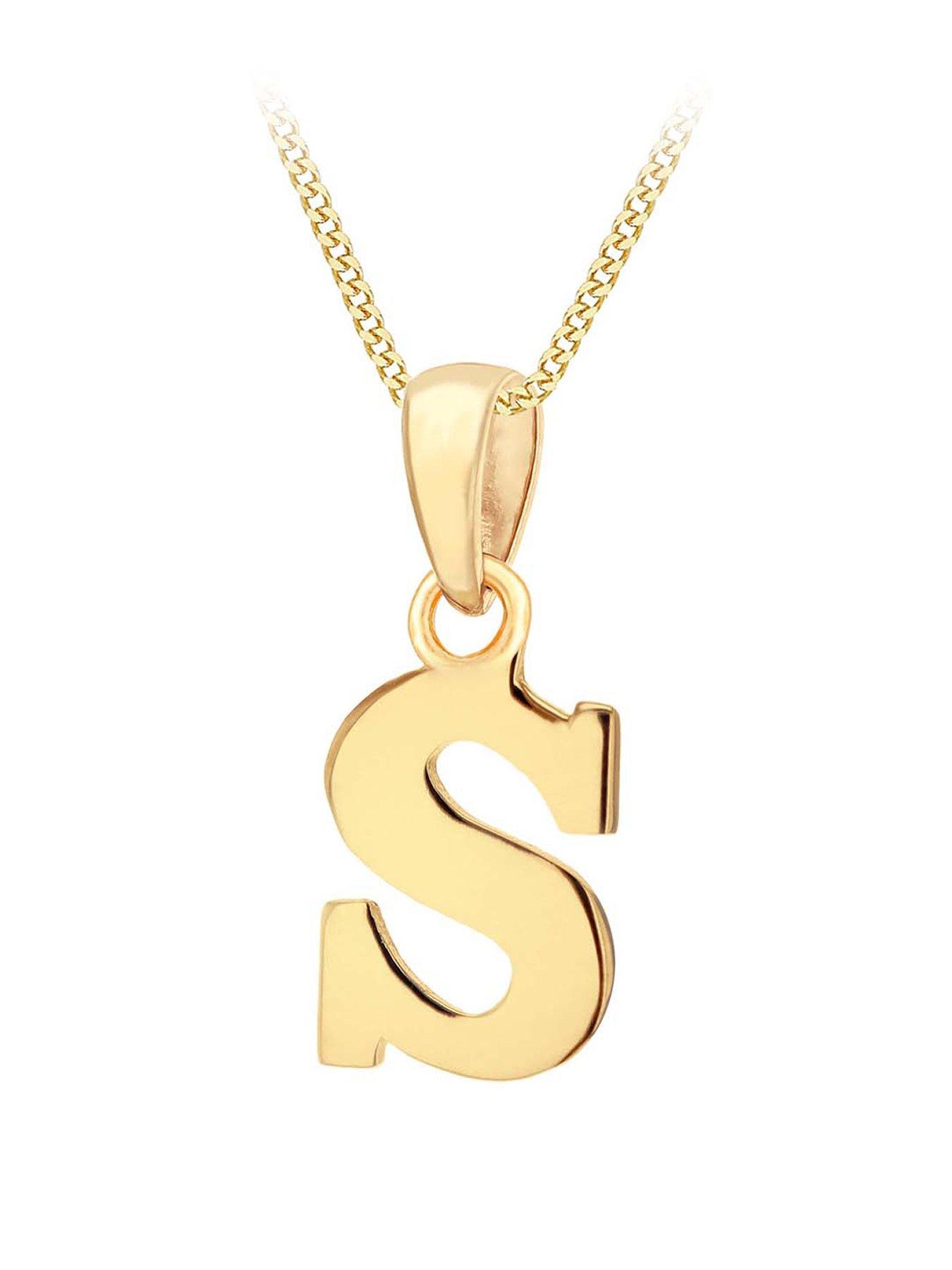 The Love Collection 9ct Gold Plain Initial Pendant Pendant Necklace
