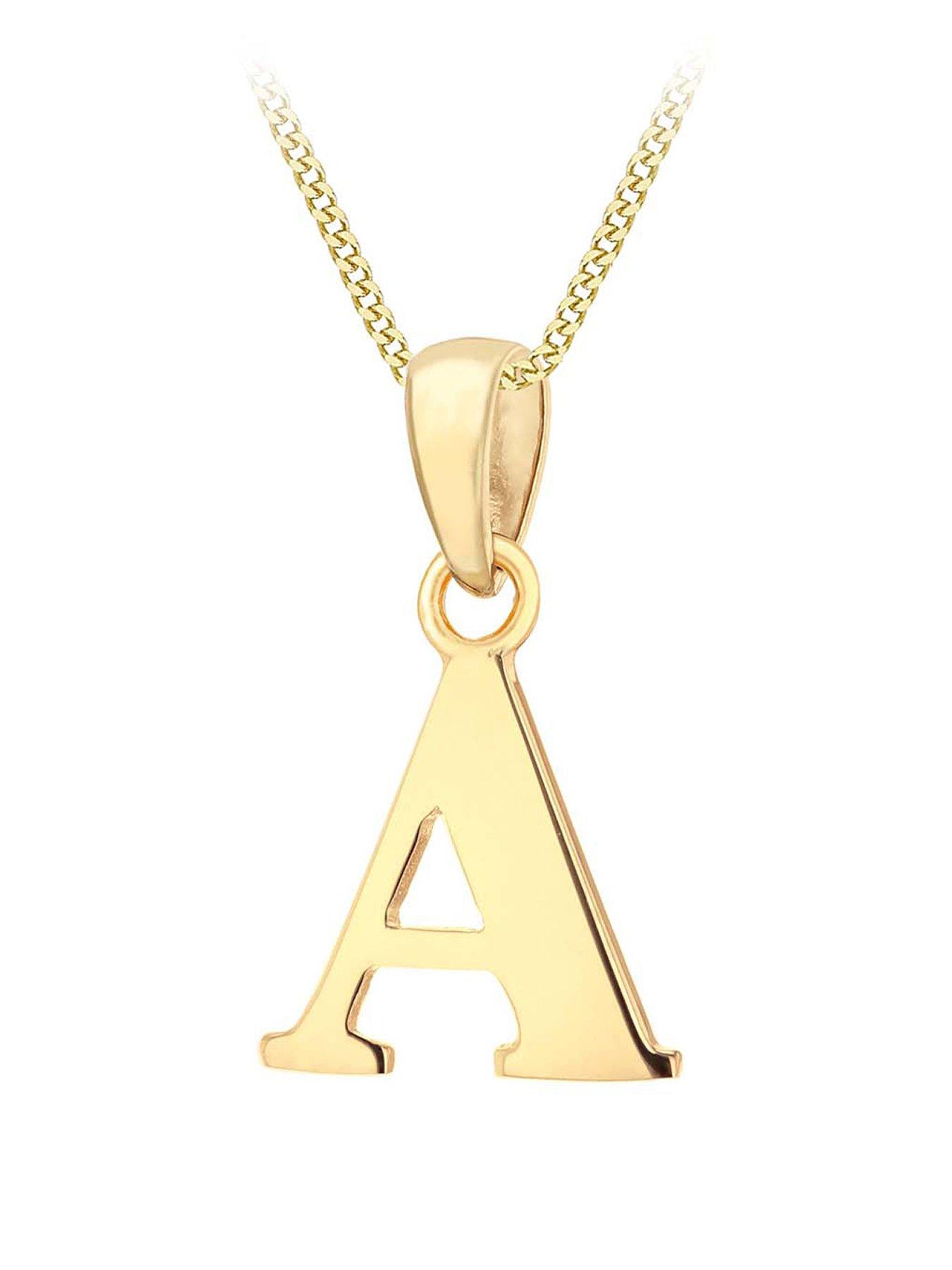 Product photograph of Love Gold 9ct Gold Plain Initial Pendant Pendant Necklace from very.co.uk