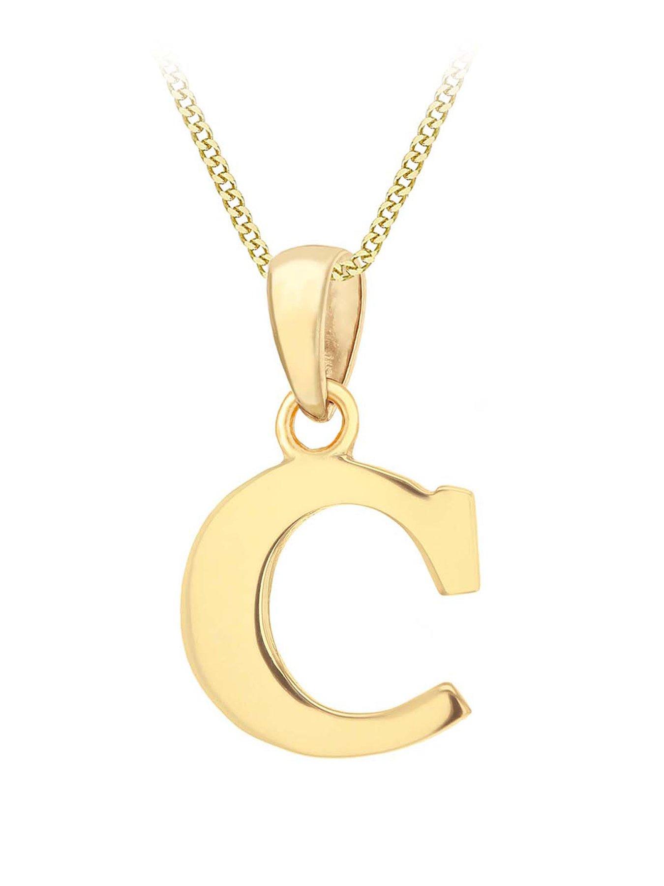 The Love Collection 9ct Gold Plain Initial Pendant Pendant Necklace