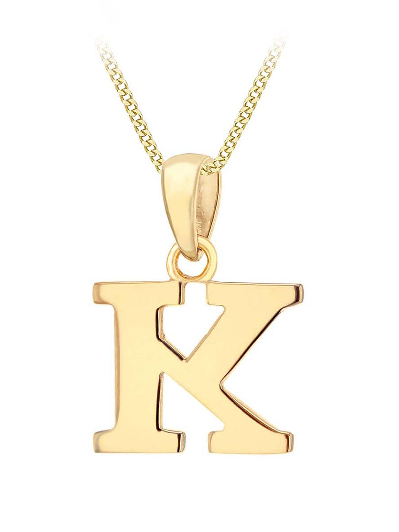 The Love Collection 9ct Gold Plain Initial Pendant Pendant Necklace