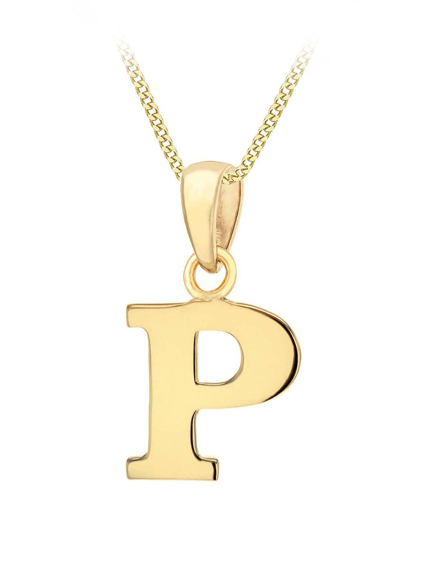The Love Collection 9ct Gold Plain Initial Pendant Pendant Necklace