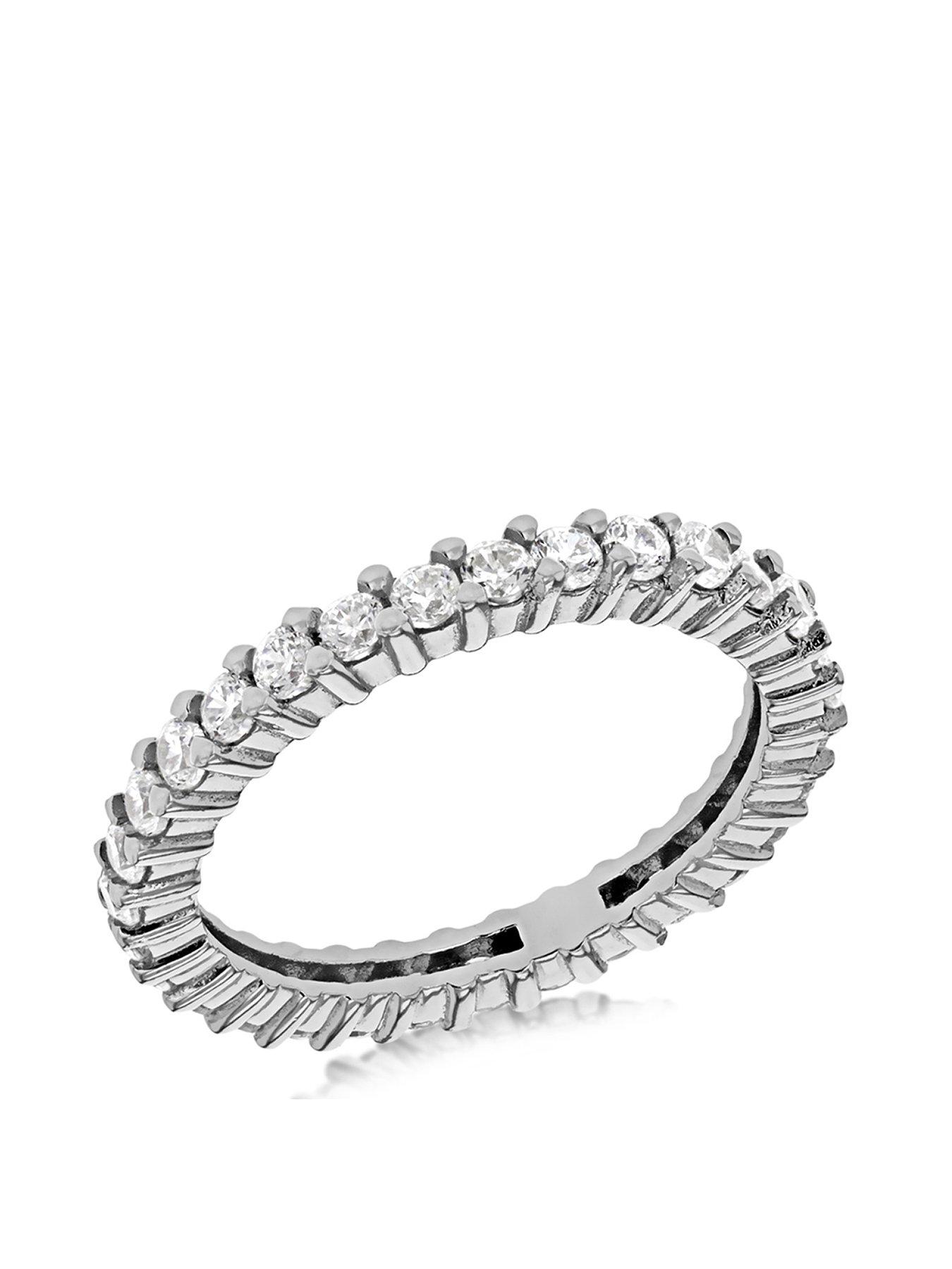 Women Sterling Silver White Cubic Zirconia Full Eternity Ring