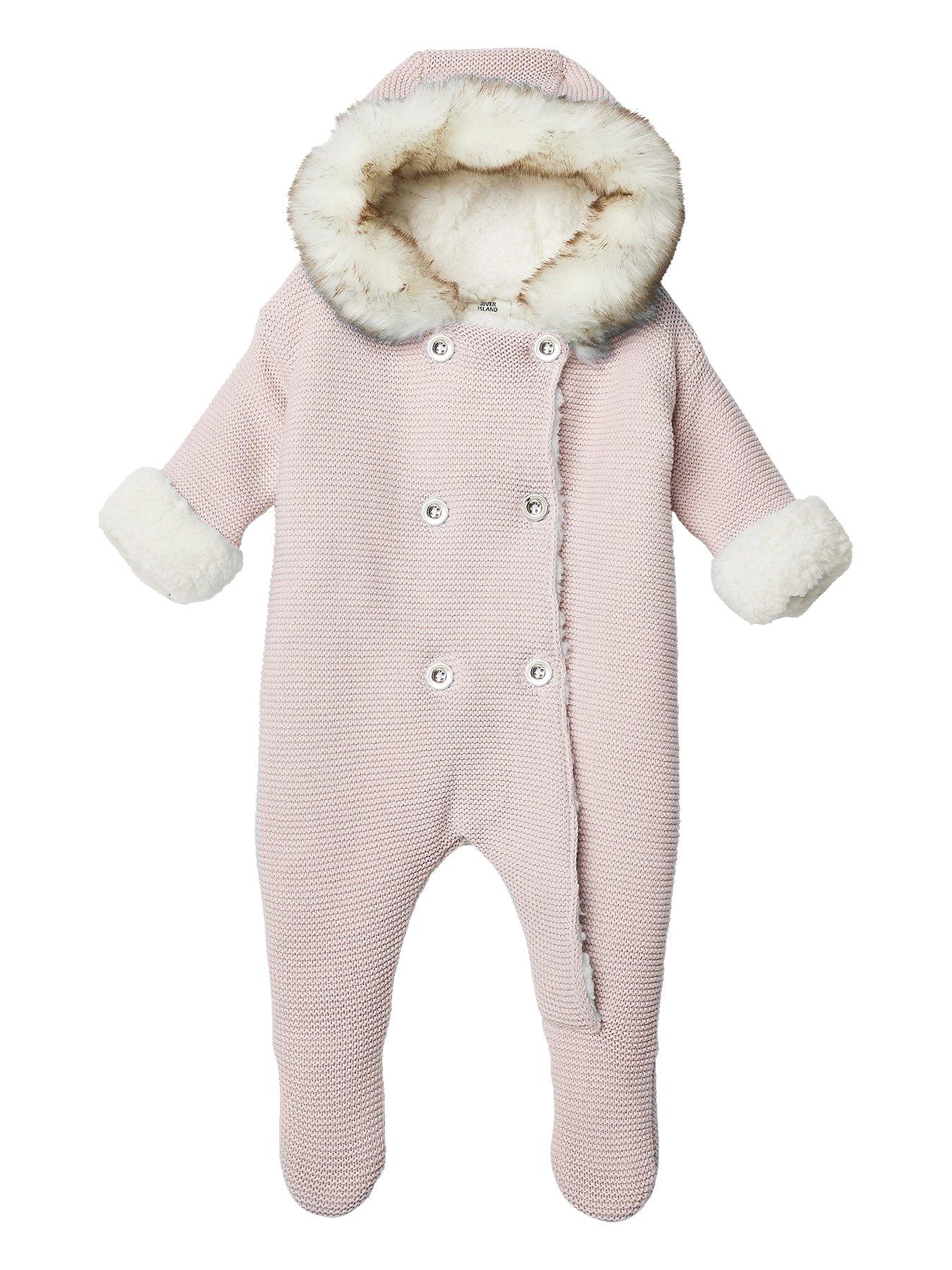 River Island Baby Baby Girls Faux Fur Hood All In One-Pink review