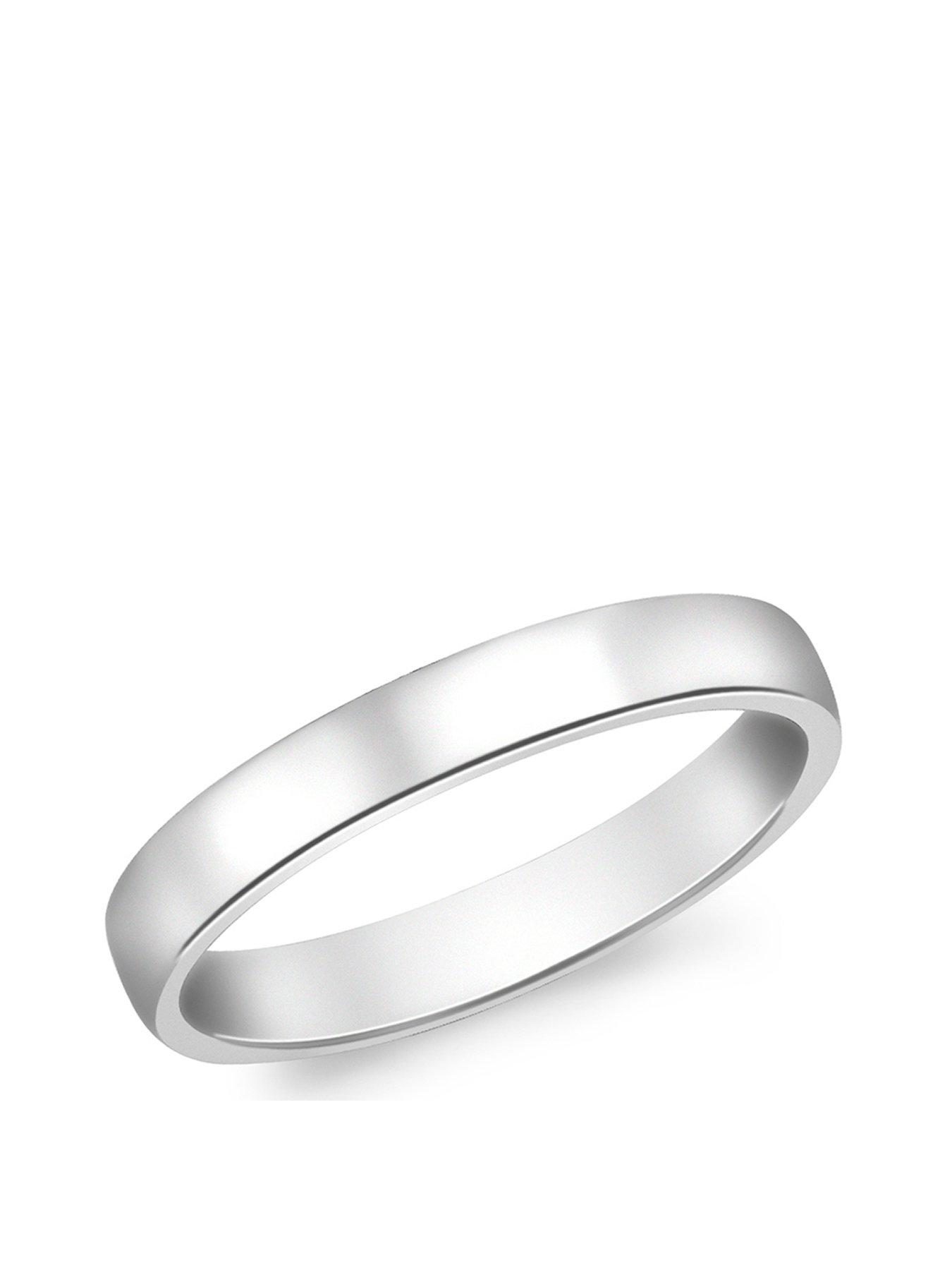  9ct White Gold 3mm Court Ring