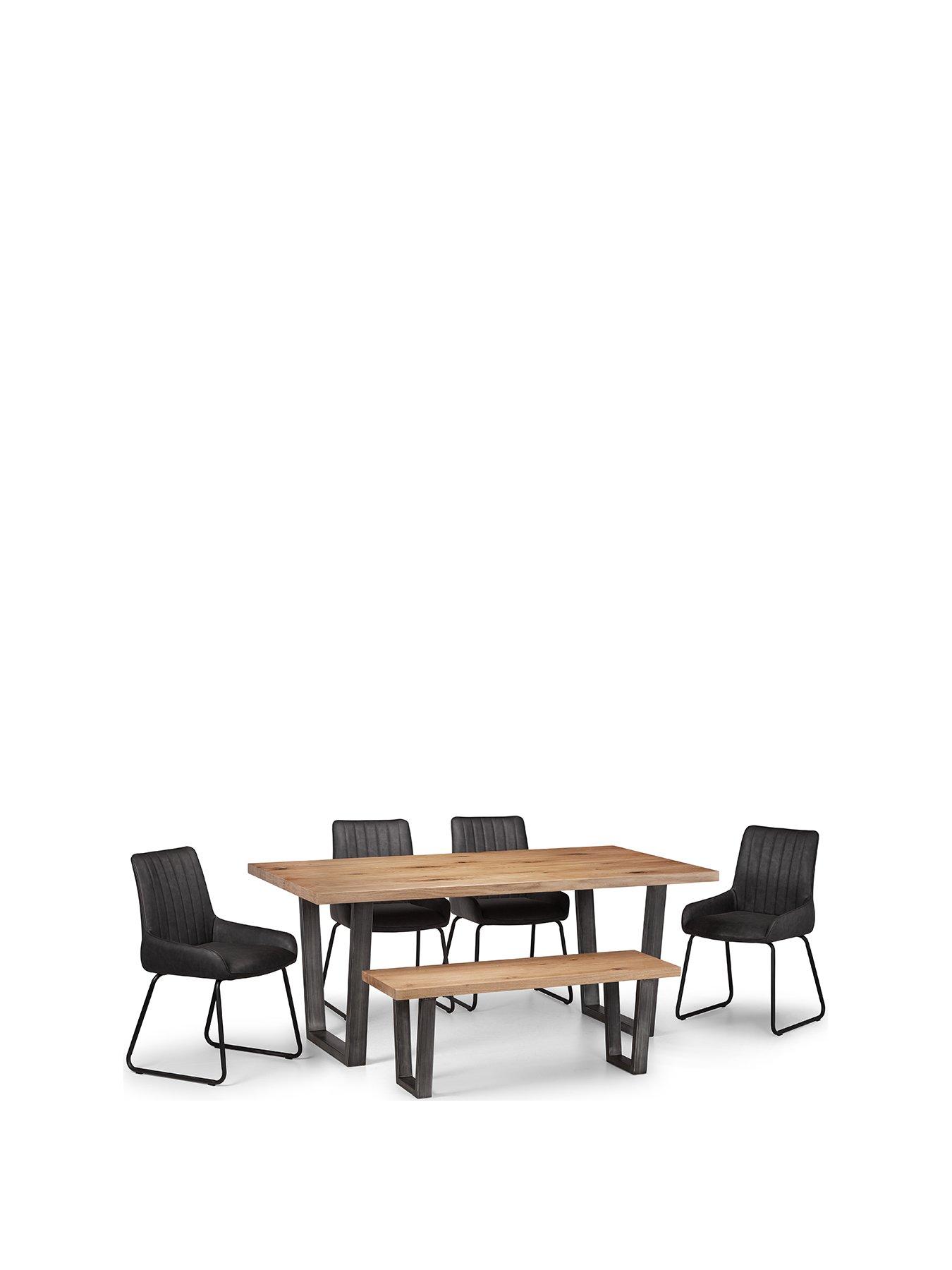 Product photograph of Julian Bowen Brooklyn 180 Cm Dining Table 4 Soho Chairs Bench from very.co.uk