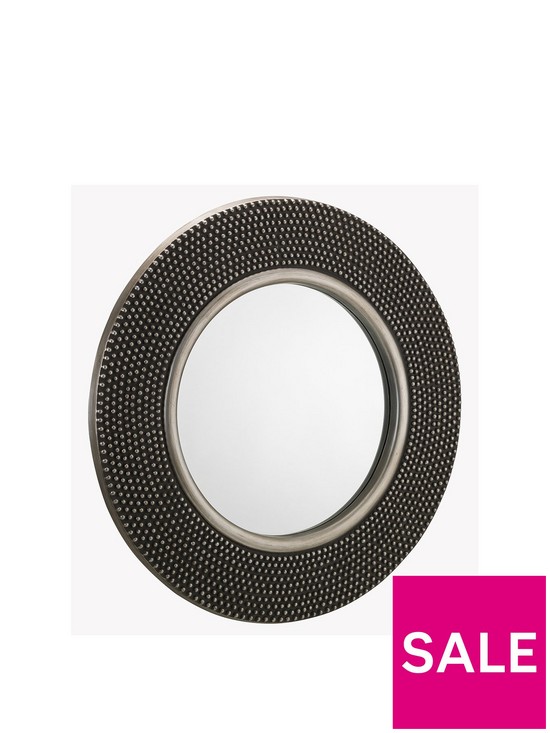 front image of julian-bowen-adagio-round-studded-wall-mirror