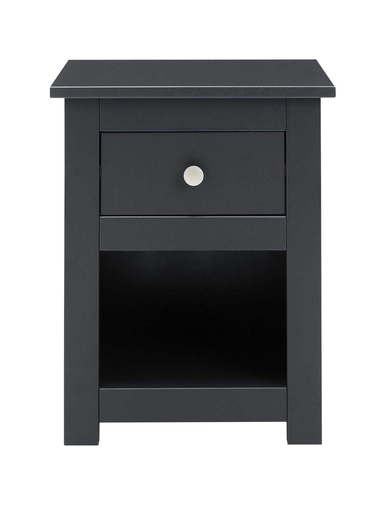 Product photograph of Julian Bowen Radley 1 Drawer Bedside Chest - Athracite from very.co.uk
