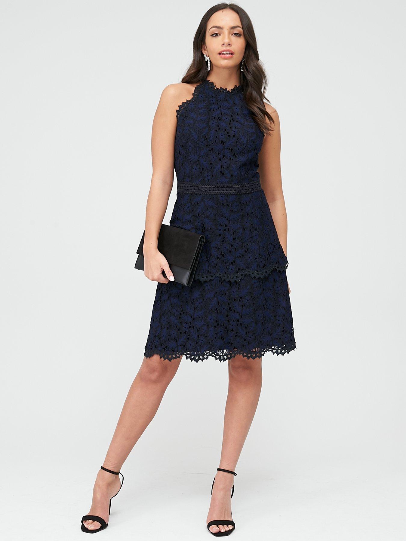whistles black lace dress