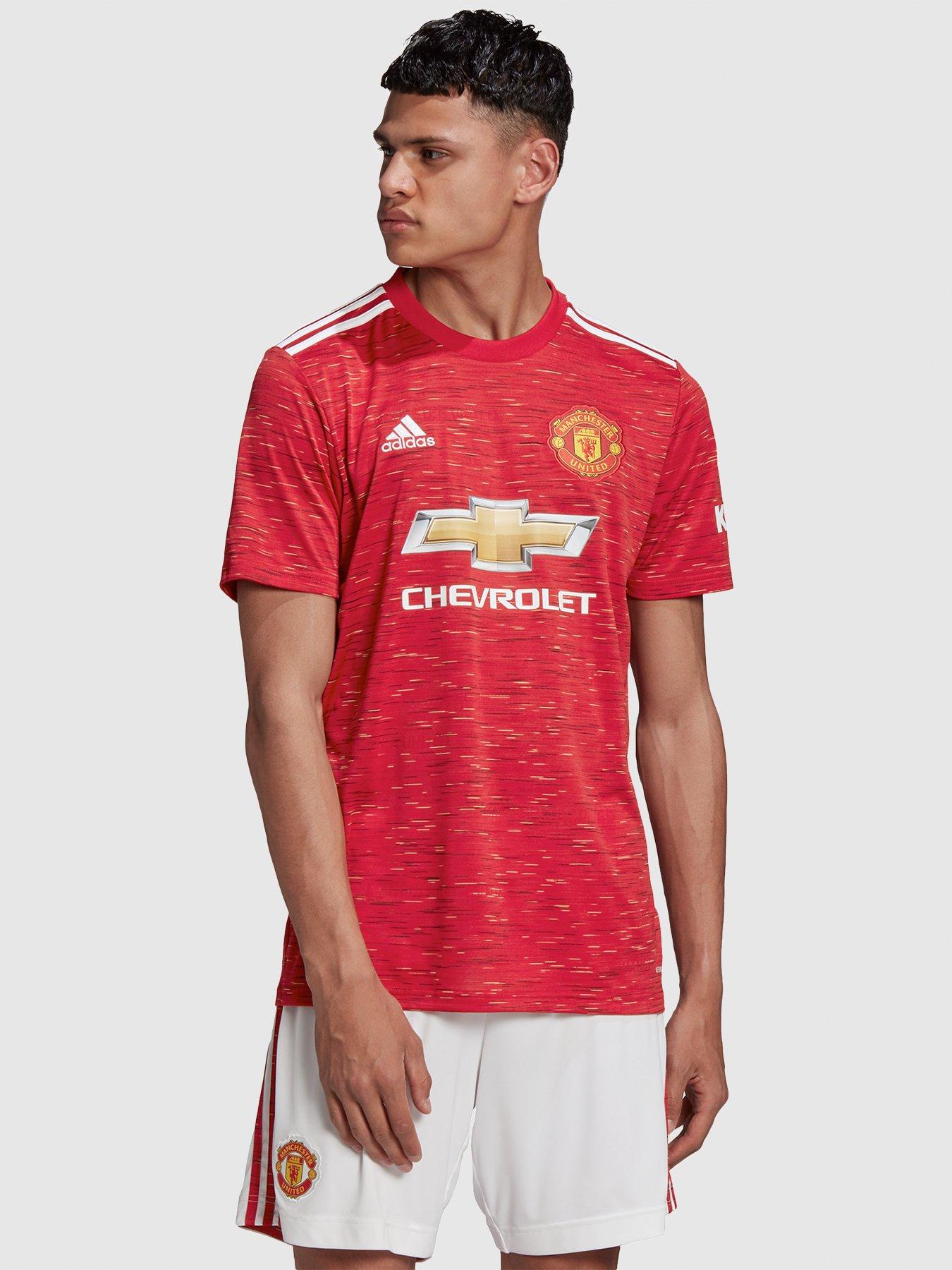 adidas Manchester United Mens 20/21 Home Shirt - Red | very.co.uk