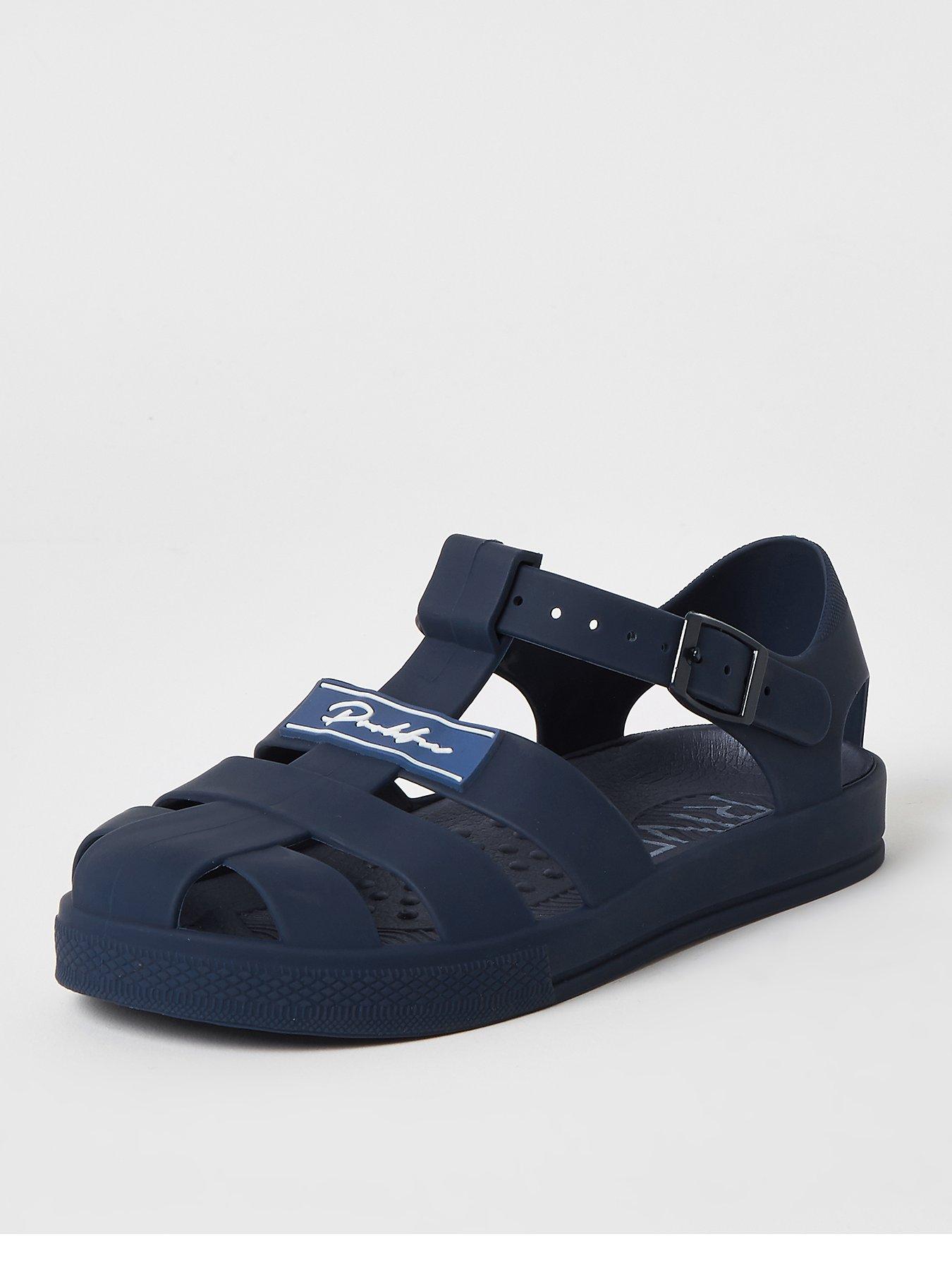 navy jelly sandals