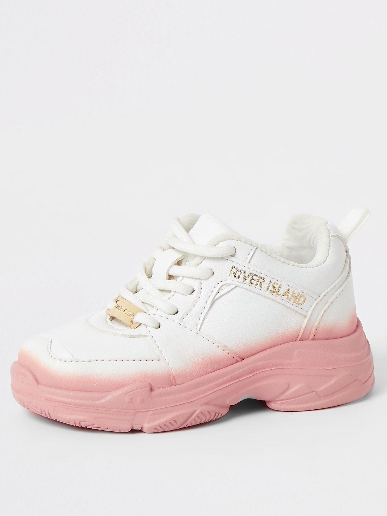 girls white chunky trainers