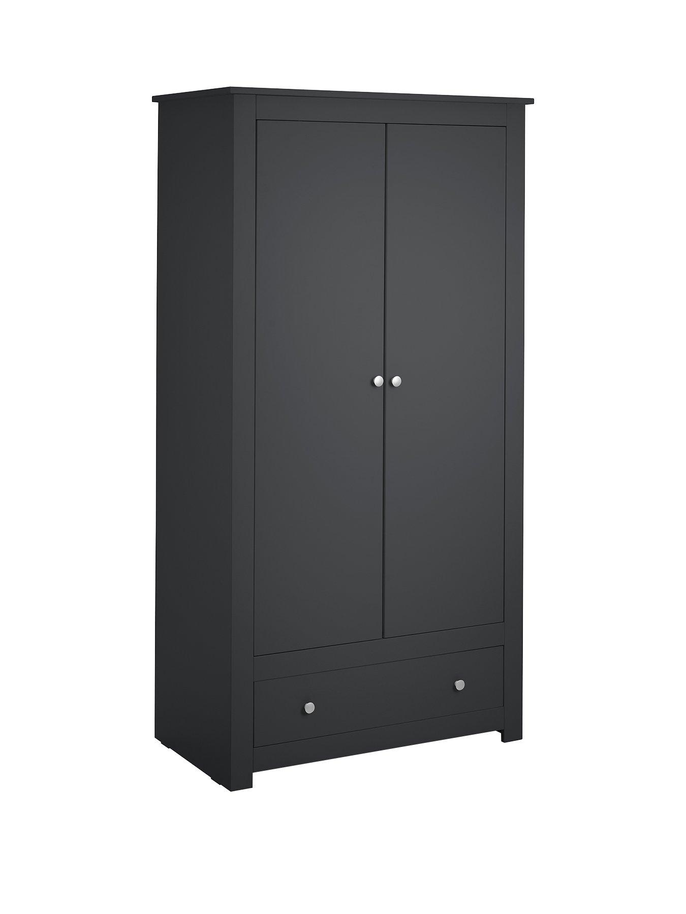 Product photograph of Julian Bowen Radley 2 Door Combination Wardrobe - Anthracite from very.co.uk
