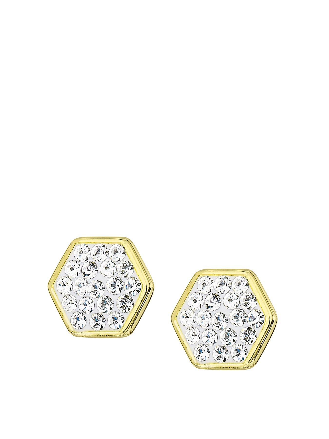 Evoke Evoke Gold Plated Sterling Silver Swarovski Crystals Hexagon Shape Stud Earrings review