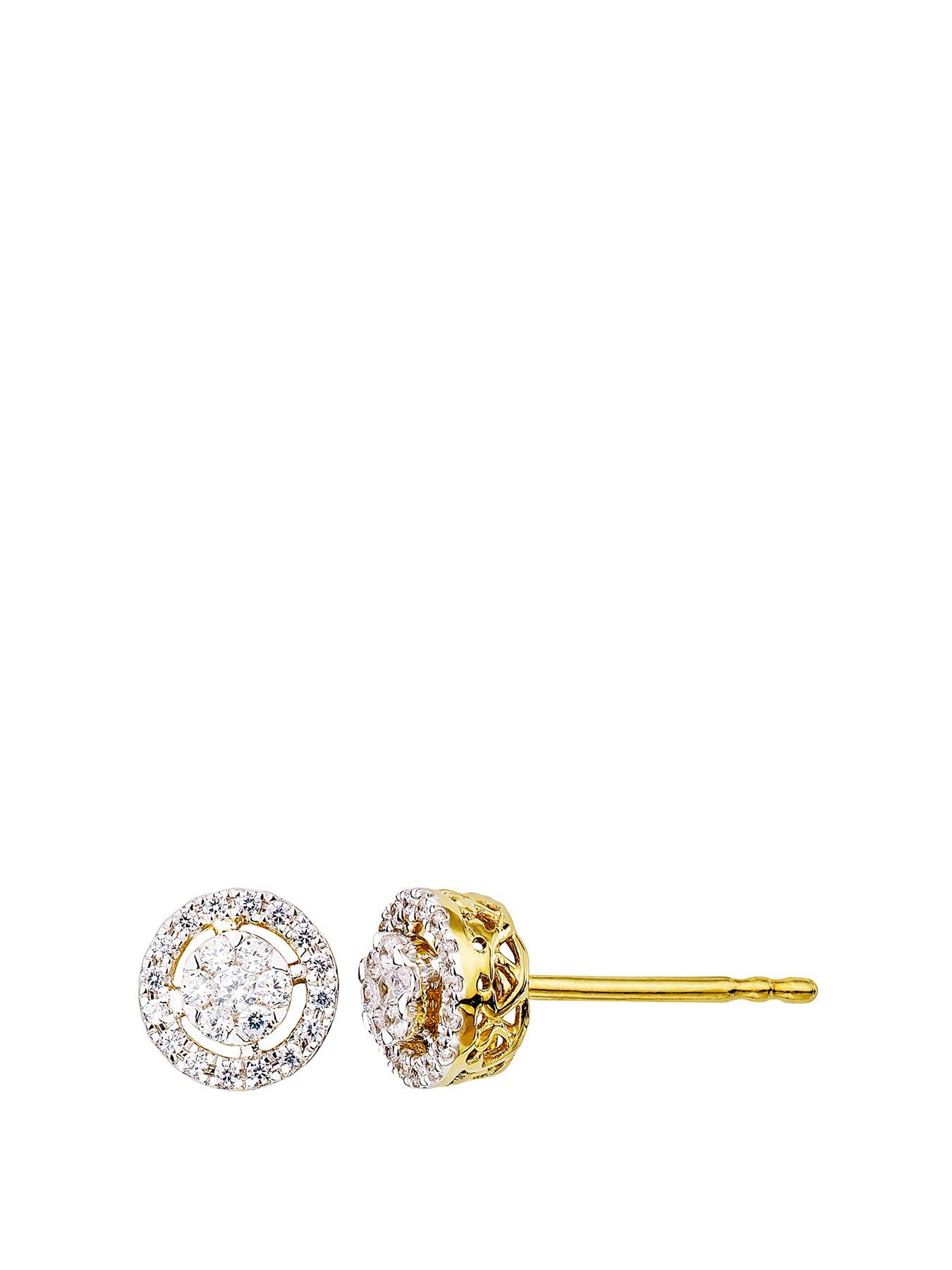 Love Diamond 9Ct Yellow Gold 0.18Ct Diamond Halo Stud Earrings review