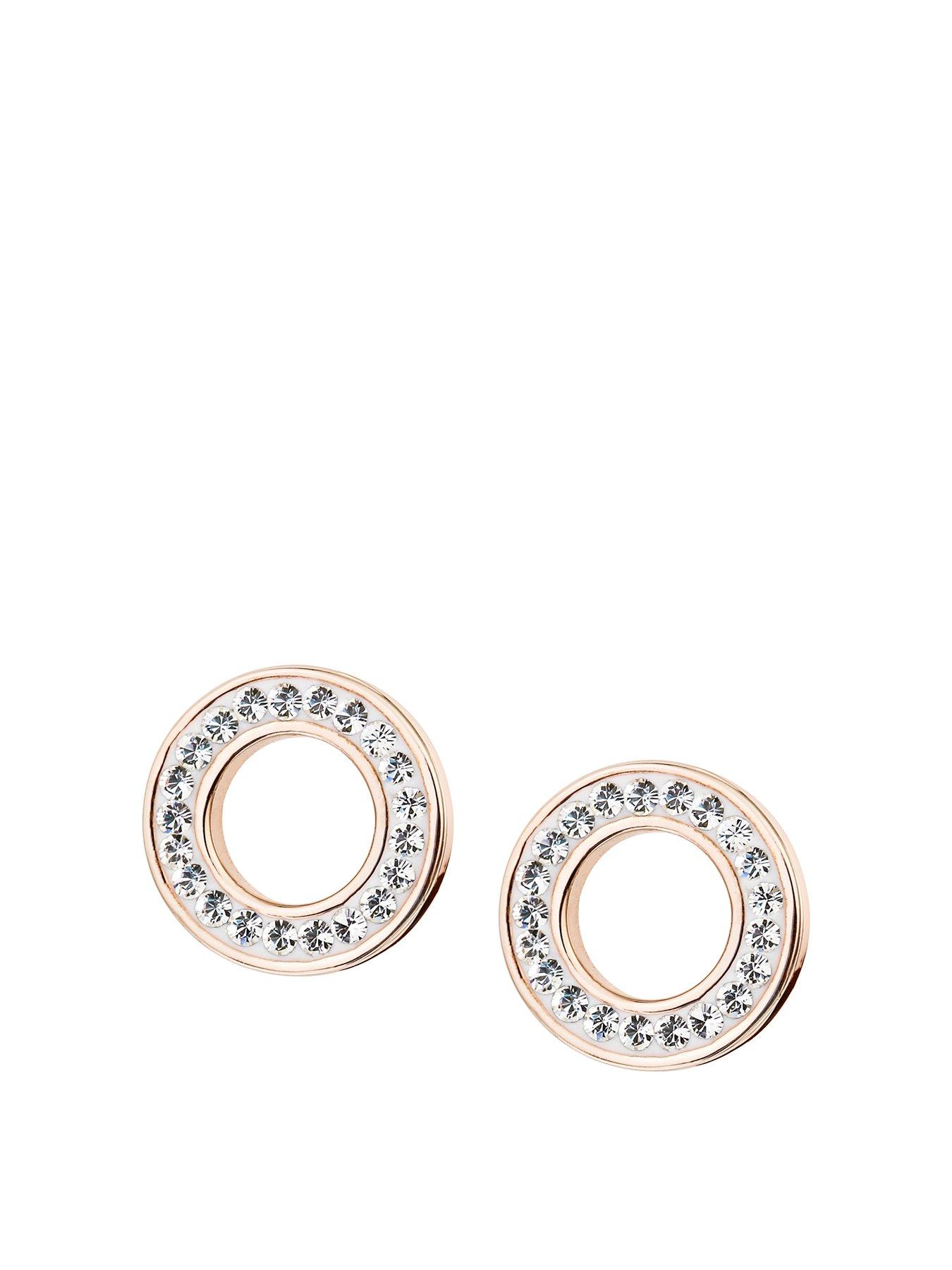 Evoke Evoke Rose Gold Plated Sterling Silver Swarovski Crystals 9Mm Halo Stud Earring review