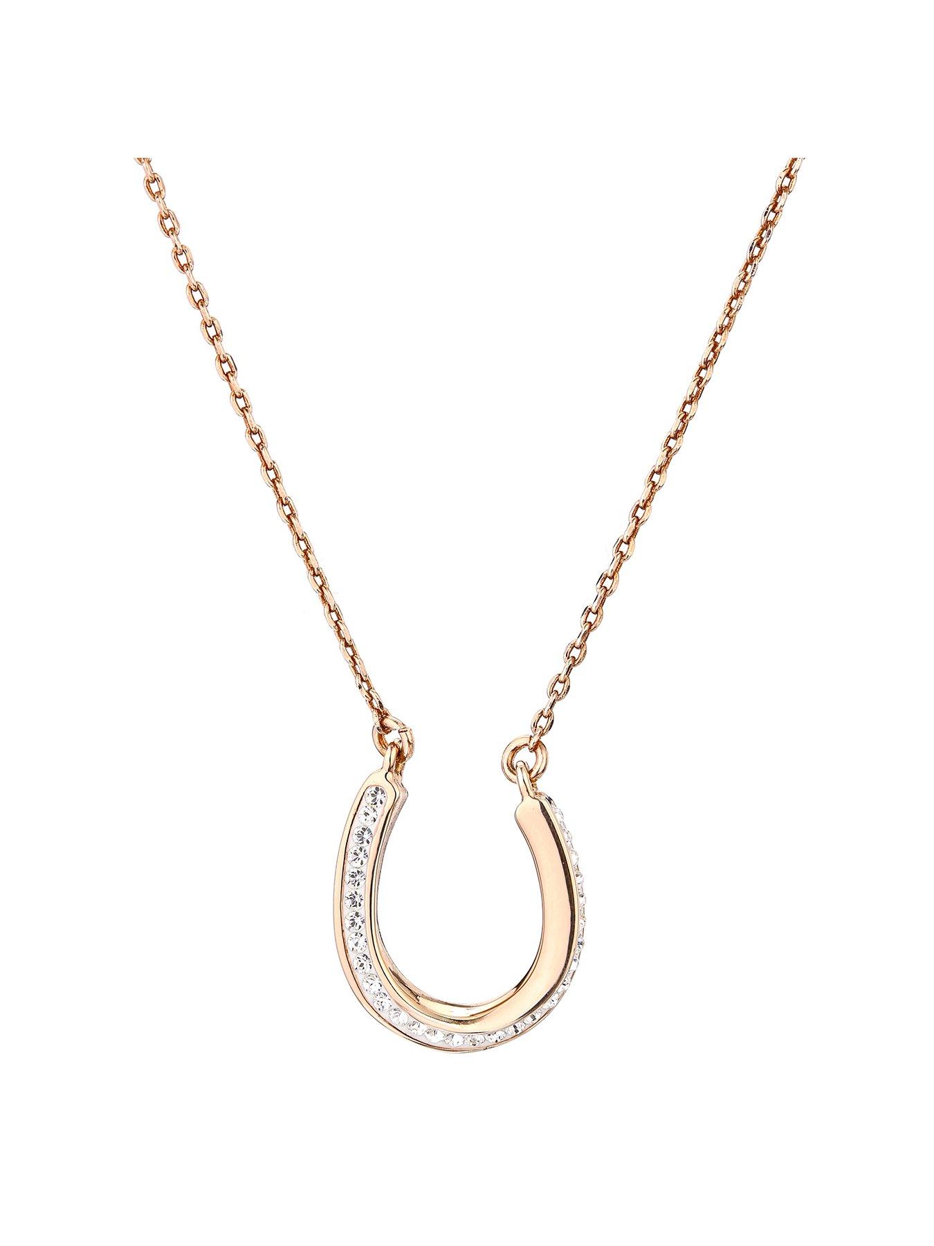 Evoke Evoke Rose Gold Sterling Silver Swarovski Crystal Twisted Horseshoe Necklace review