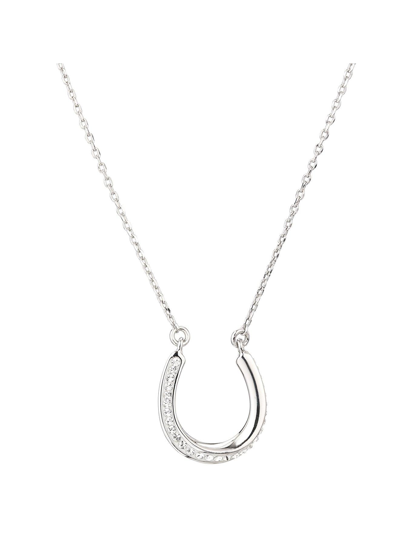 Evoke Evoke Rhodium Plated Sterling Silver Clear Swarovski Crystals Twisted Horseshoe Necklace review