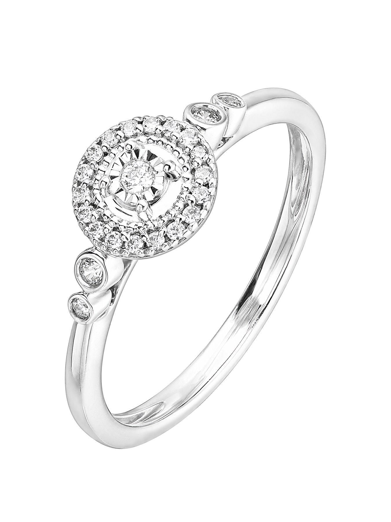 Love Diamond 9Ct White Gold 0.13Ct Diamond Milgrain Halo Ring review