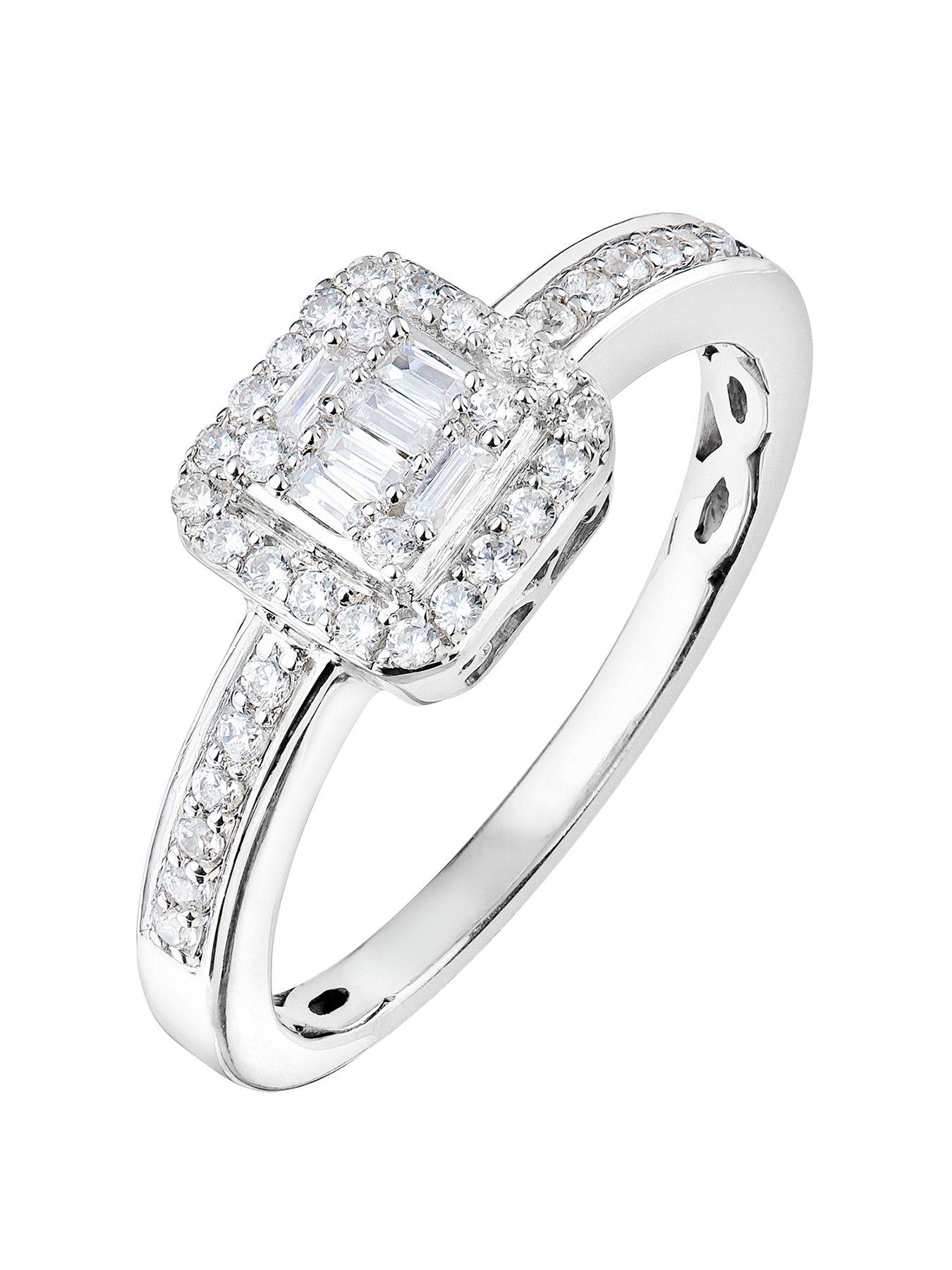 Love Diamond 9Ct White Gold 0.32Ct Round & Baguette Cut Cluster Diamond Ring review