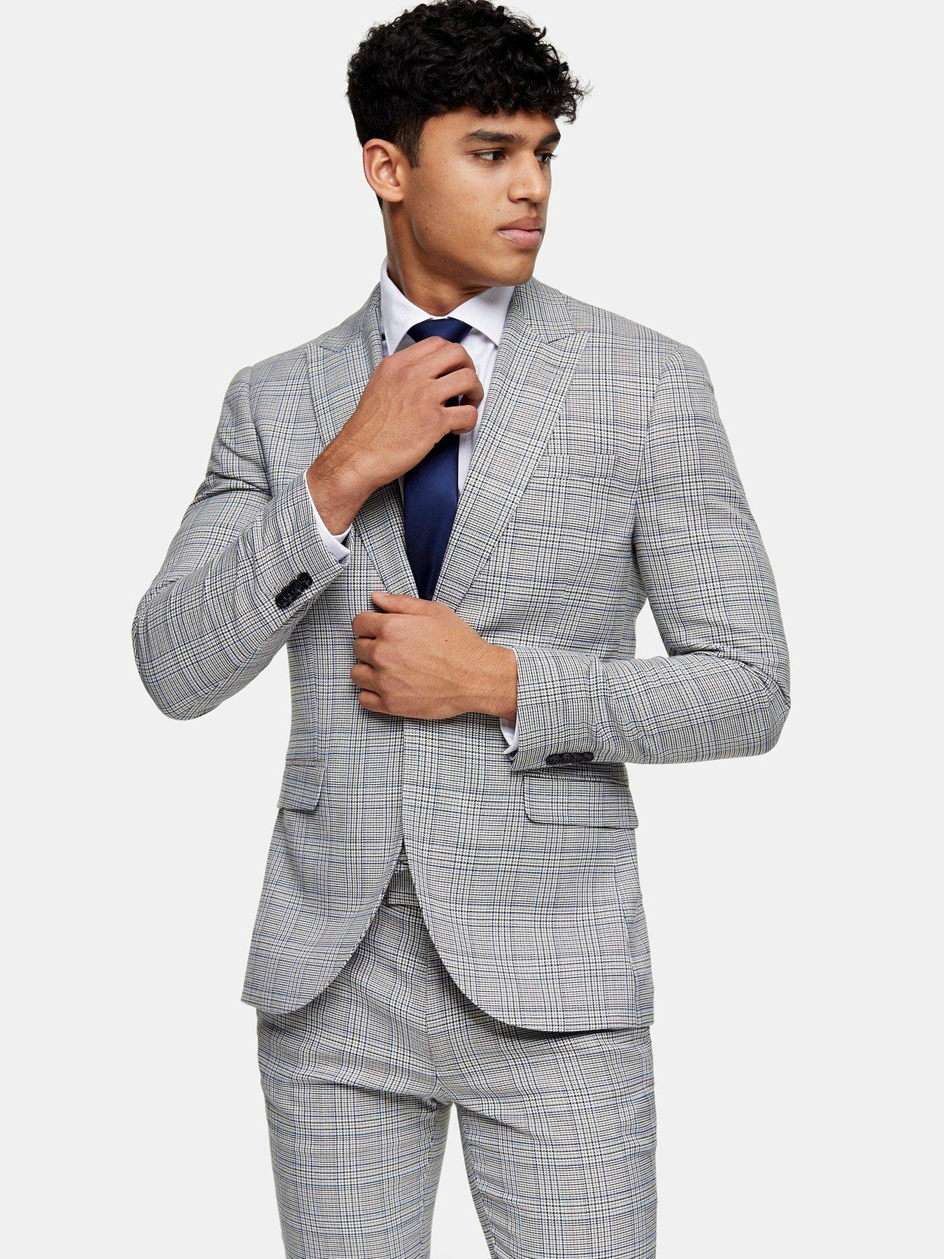 skinny fit check suit