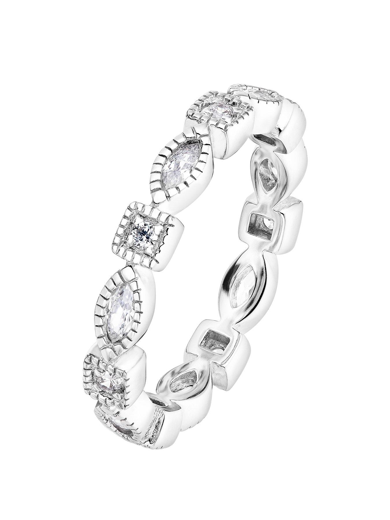 The Love Silver Collection Sterling Silver Round And Marquise Shaped White Cubic Zirconia Milgrain Eternity Ring review