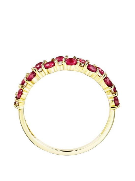 stillFront image of love-gem-9ct-yellow-gold-double-row-round-ruby-and-016ct-diamond-ring