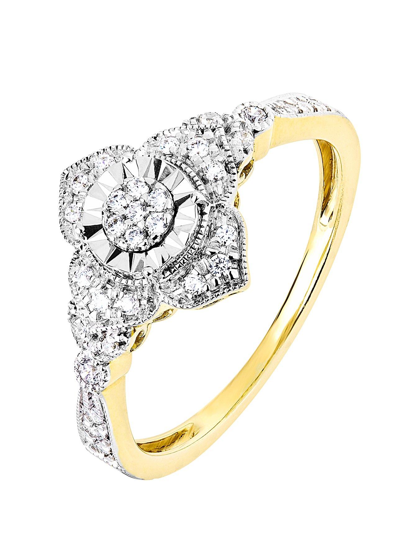 Love Diamond 9Ct Yellow Gold 0.14Ct Diamond Vintage Style Ring review