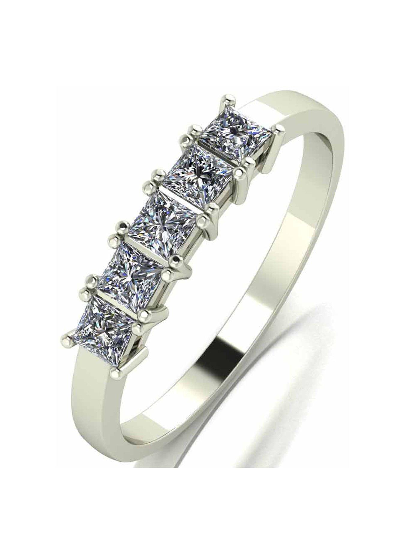 Jewellery & watches Moissanite 9ct Gold 0.50ct Square Brilliant Eternity Ring